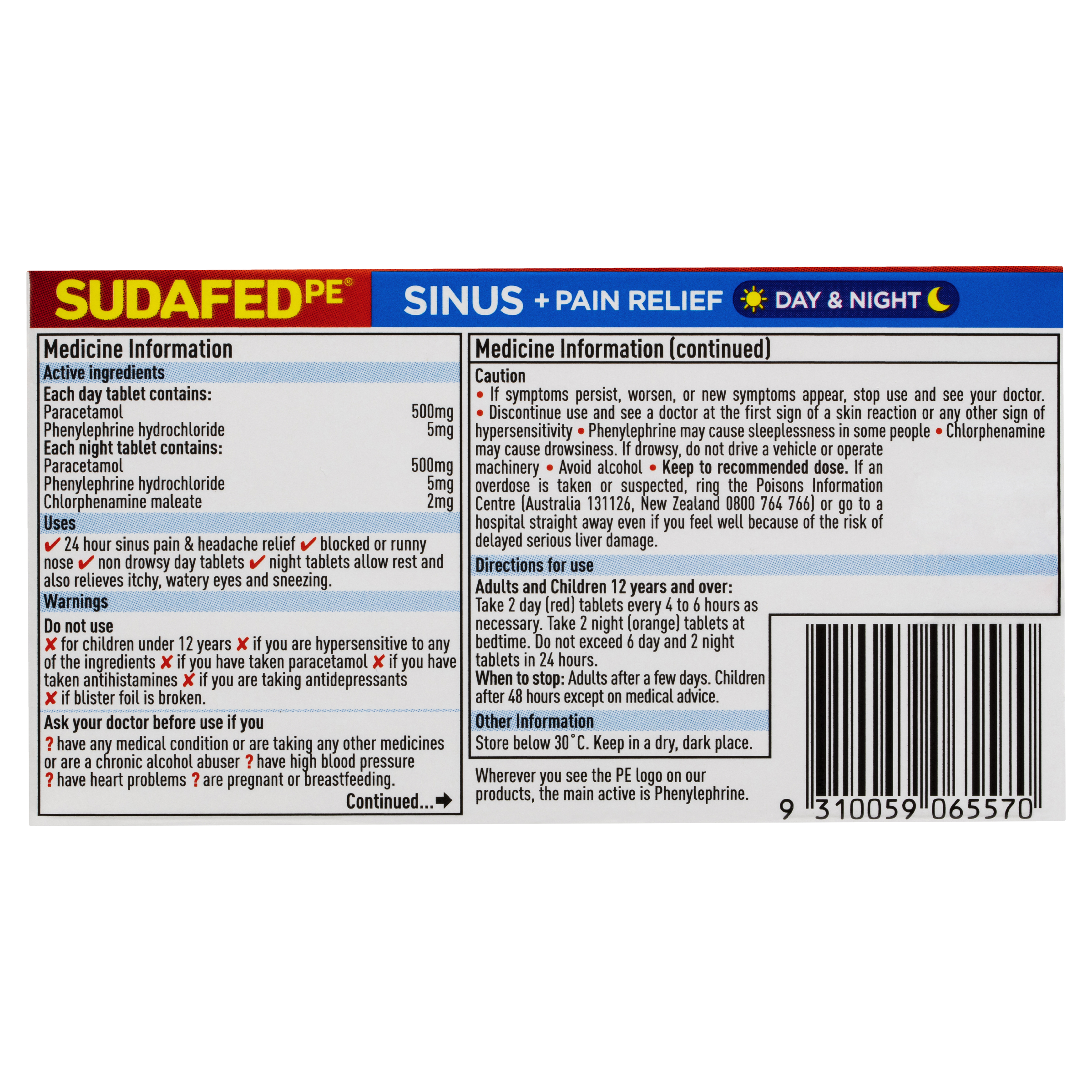 SUDAFED PE SINUS DAY & NIGHT 24 TABLETS - Image 4