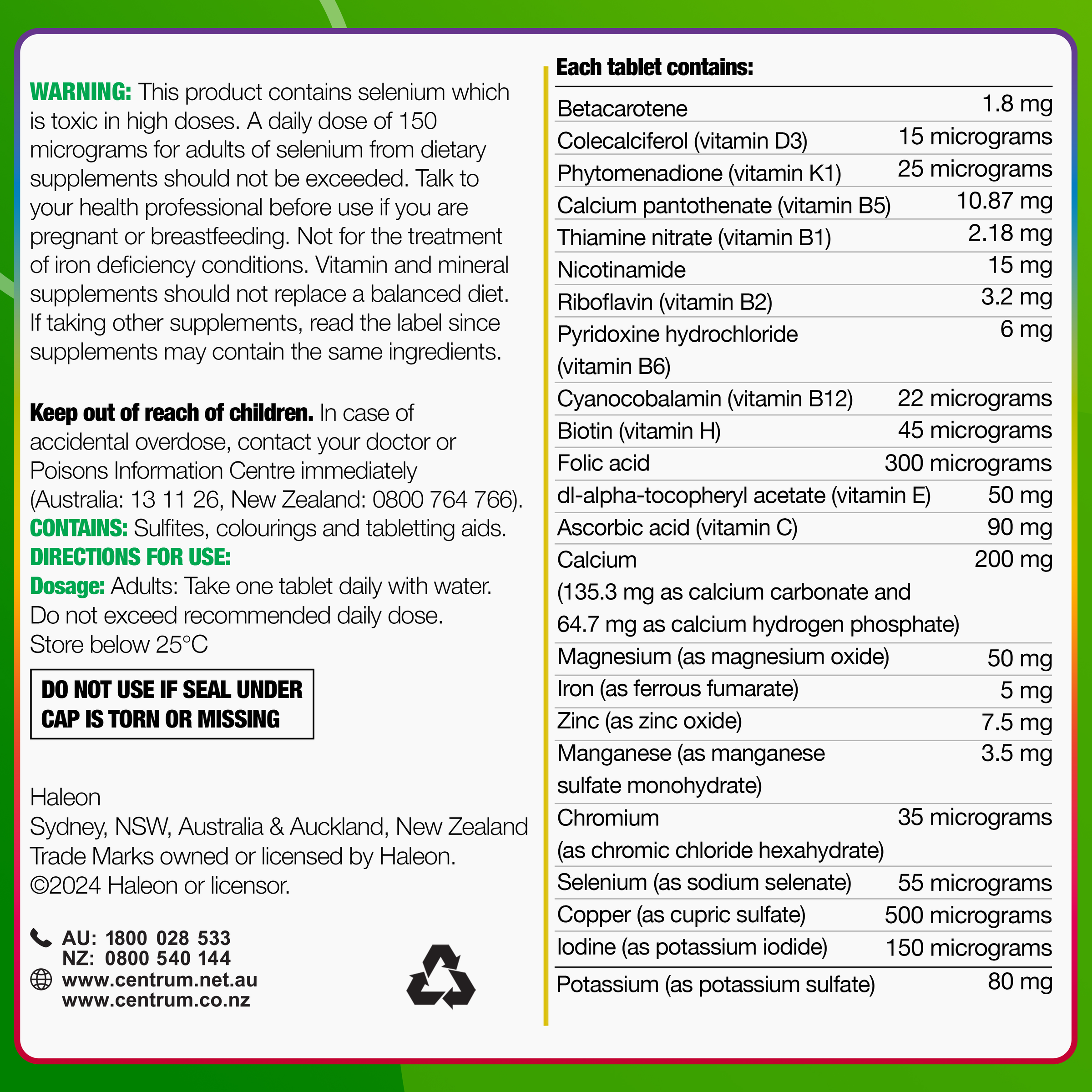 CENTRUM ADVANCE FOR ADULTS 100 TABLETS - Image 9