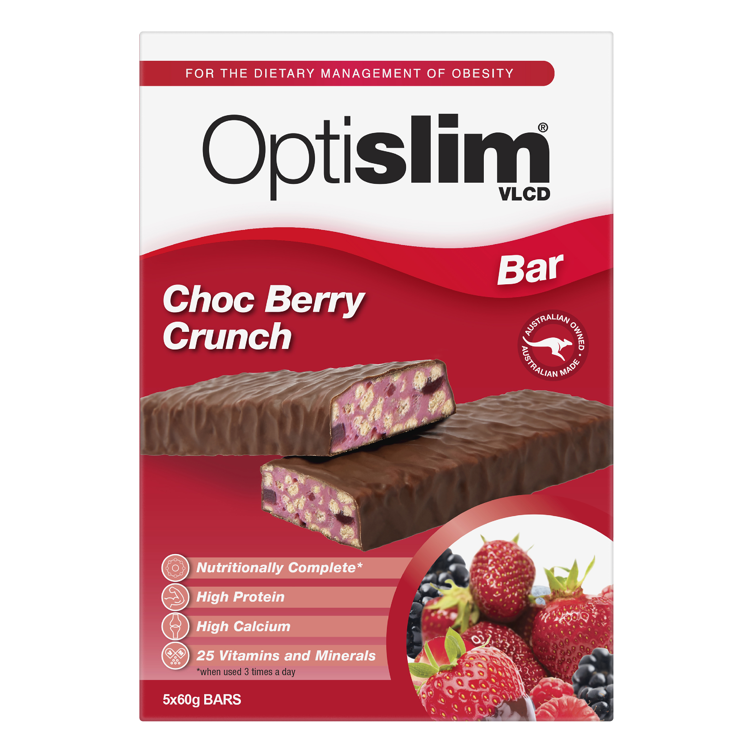 OPTISLIM VLCD BAR CHOC BERRY CRUNCH 60G 5 PACK - Image 2