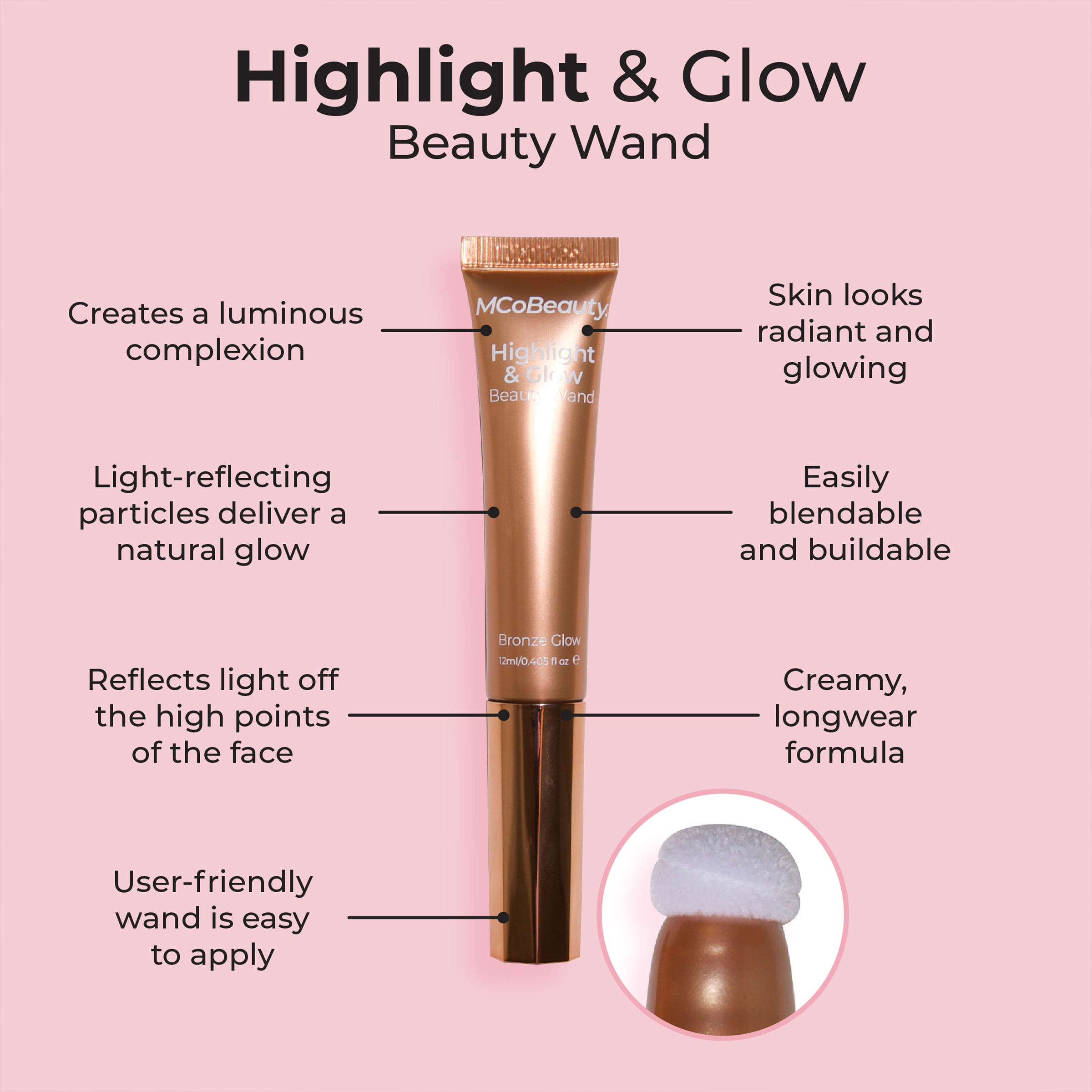 MCO BEAUTY HIGHLIGHT & GLOW BEAUTY WAND BRONZE GLOW 12ML - Image 2