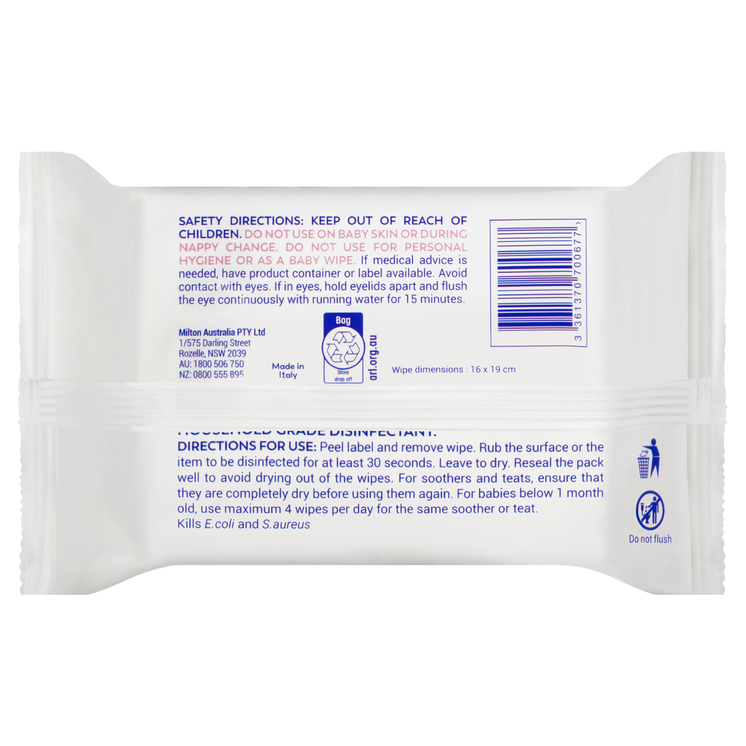 MILTON ANTIBACTERIAL WIPES 30 PACK - Image 7