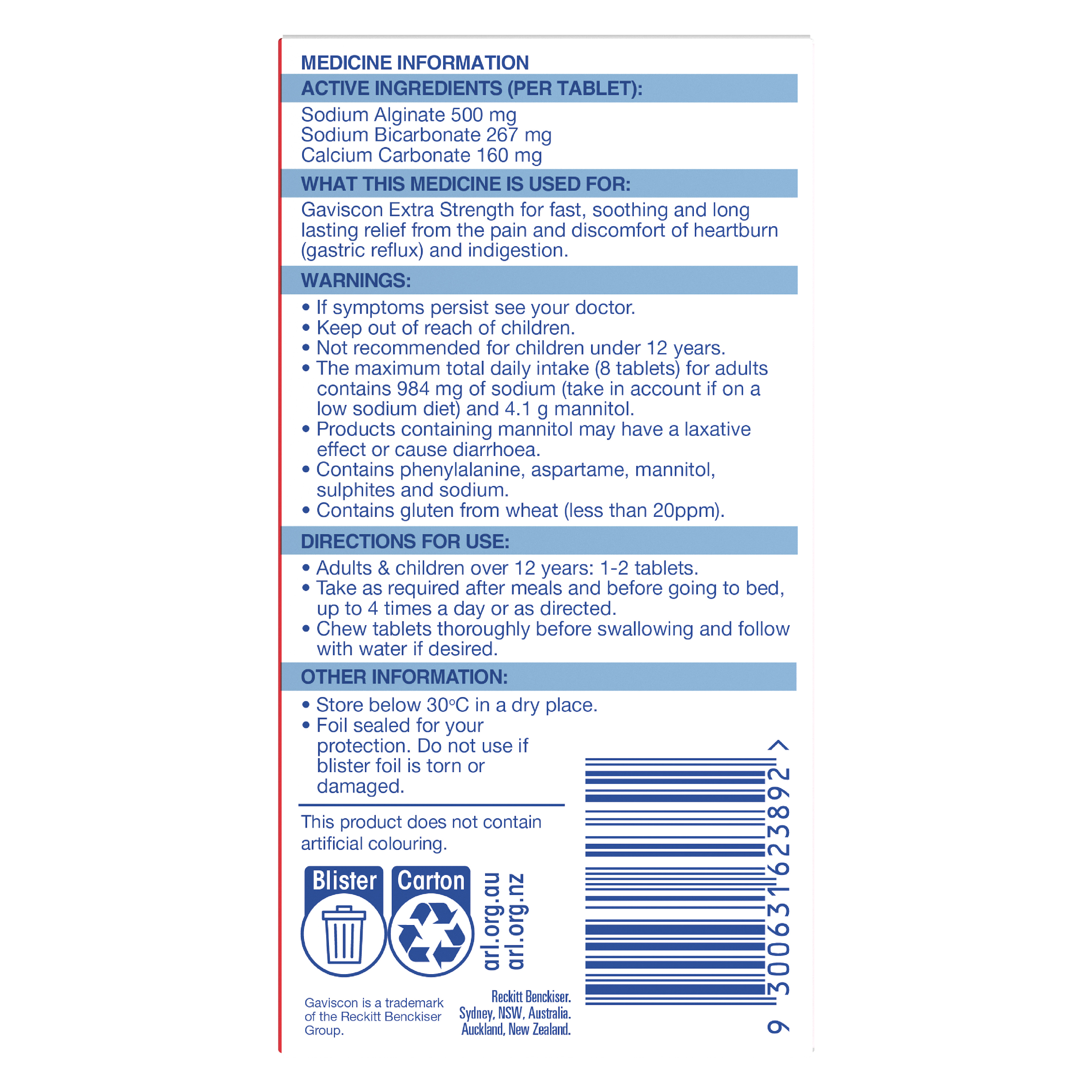 GAVISCON EXTRA STRENGTH PEPPERMINT 24 TABLETS - Image 4