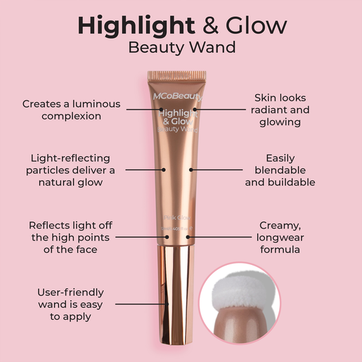 MCO BEAUTY HIGHLIGHT & GLOW BEAUTY WAND PINK GLOW 12ML - Image 2