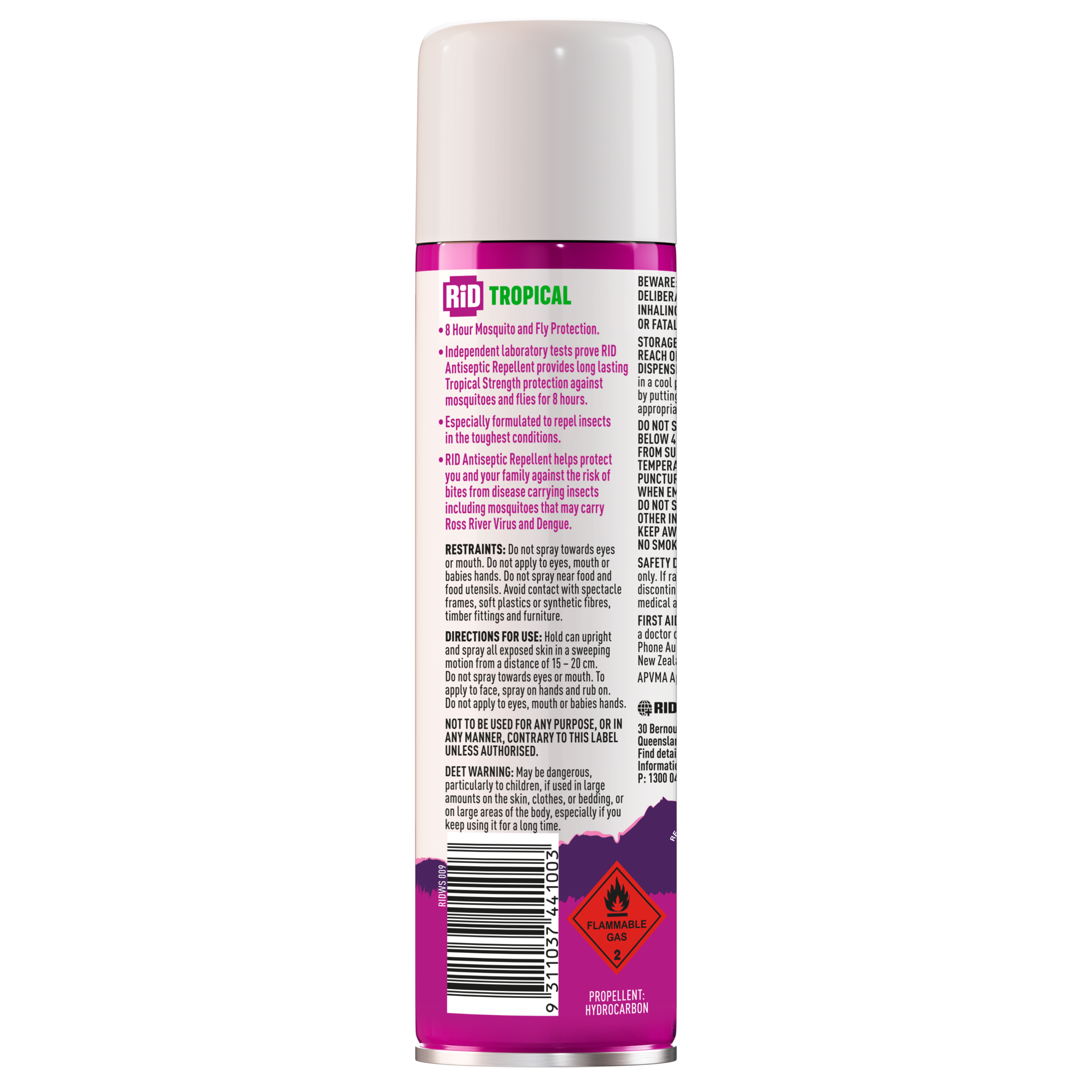 RID TROPICAL REPELLENT MEDI BITE PROTECT AEROSOL SPRAY 150G - Image 2