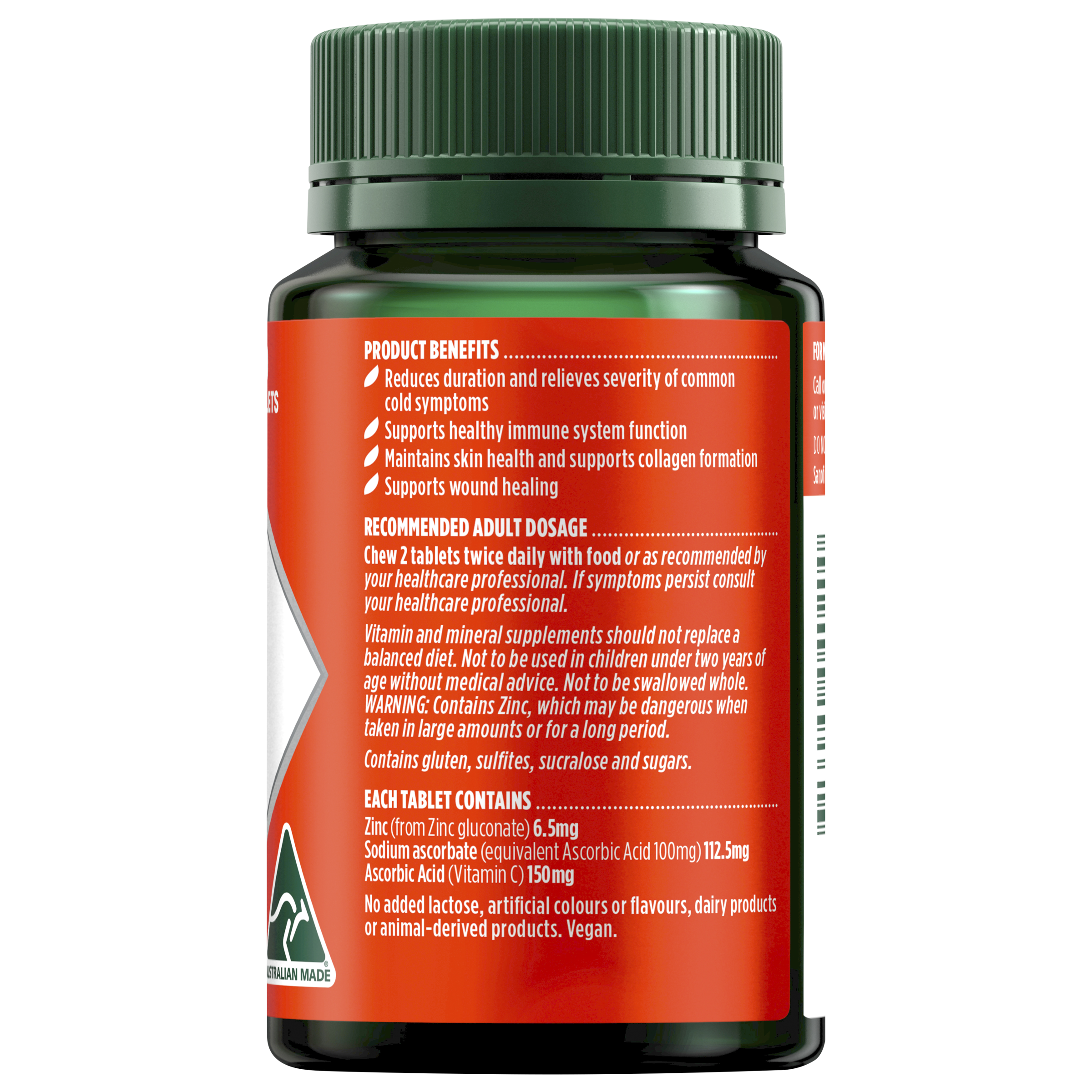 NATURES OWN ZINC + C CHEWABLE 60 TABLETS - Image 2