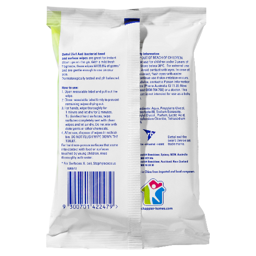 DETTOL 2IN1 HANDS & SURFACES ANTIBACTERIAL WIPES 15 PACK - Image 2