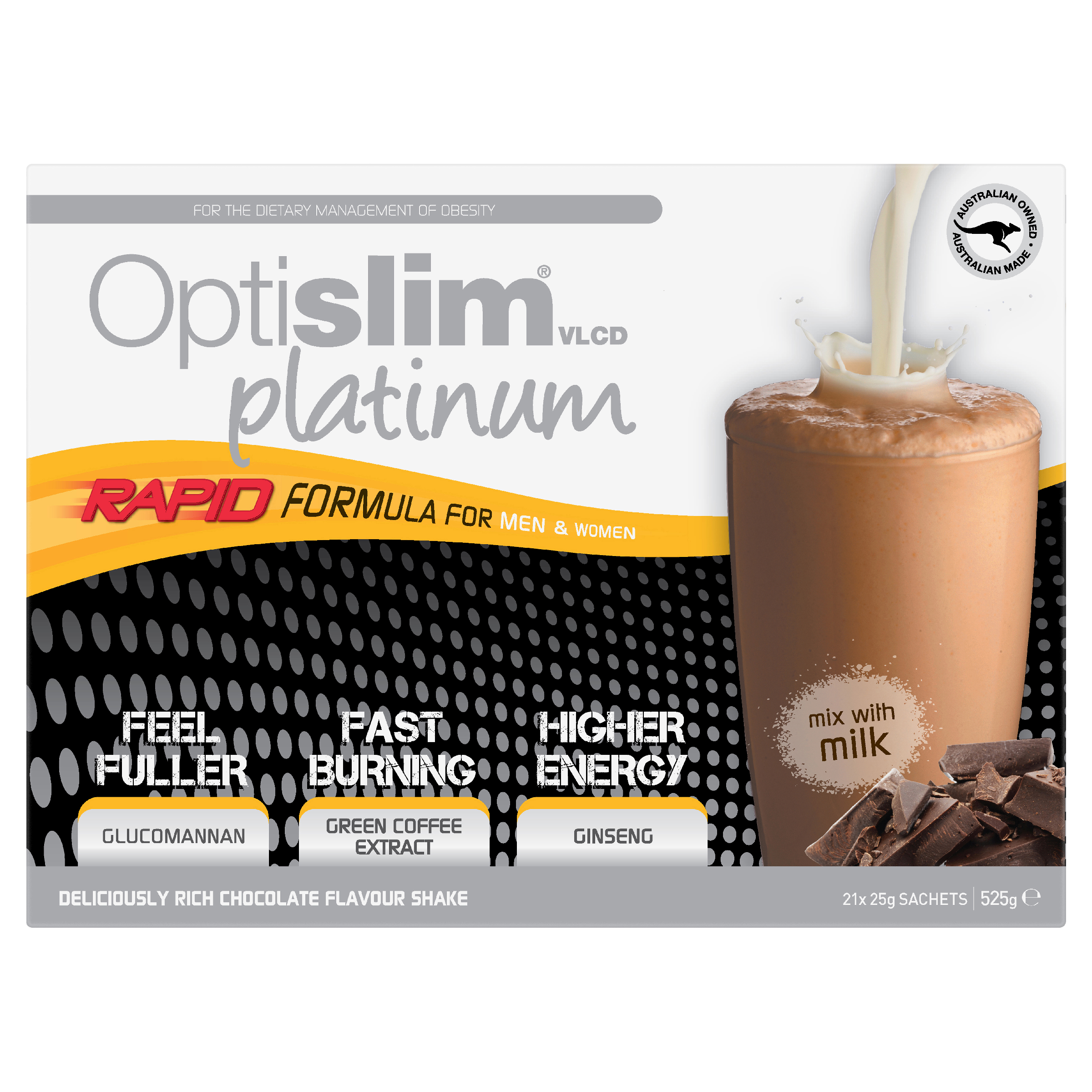 OPTISLIM VLCD PLATINUM SHAKE CHOCOLATE 25G 21 PACK - Image 2