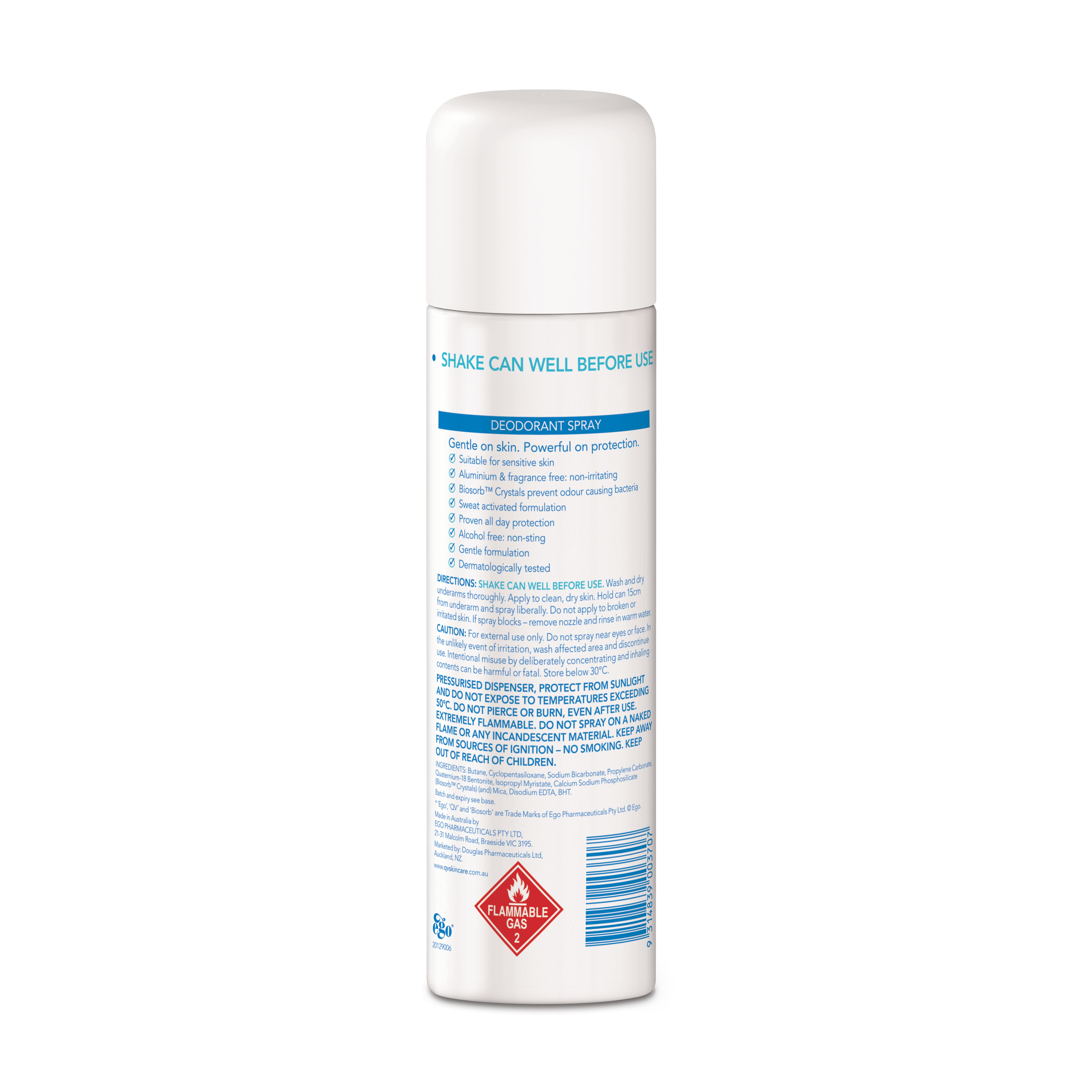 EGO QV ANTIPERSPIRANT NAKED 0% ALUMINIUM FRAGRANCE FREE 100G - Image 2