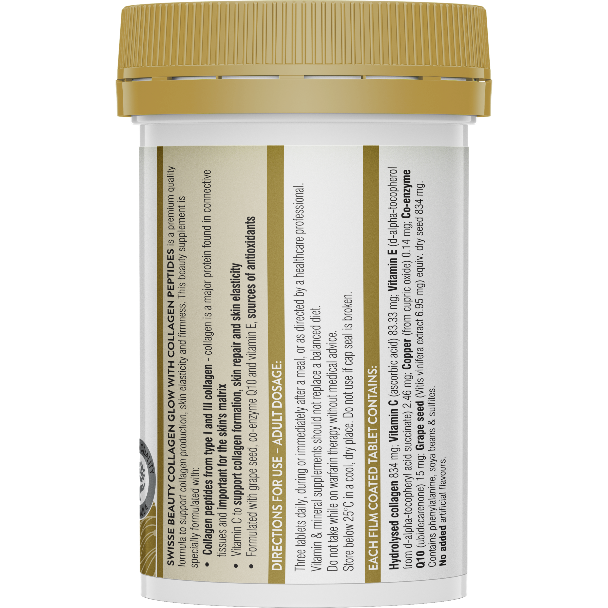 SWISSE ULTIBOOST COLLAGEN PEPTIDES+ GSEED+COQ10 60 TABLETS - Image 2