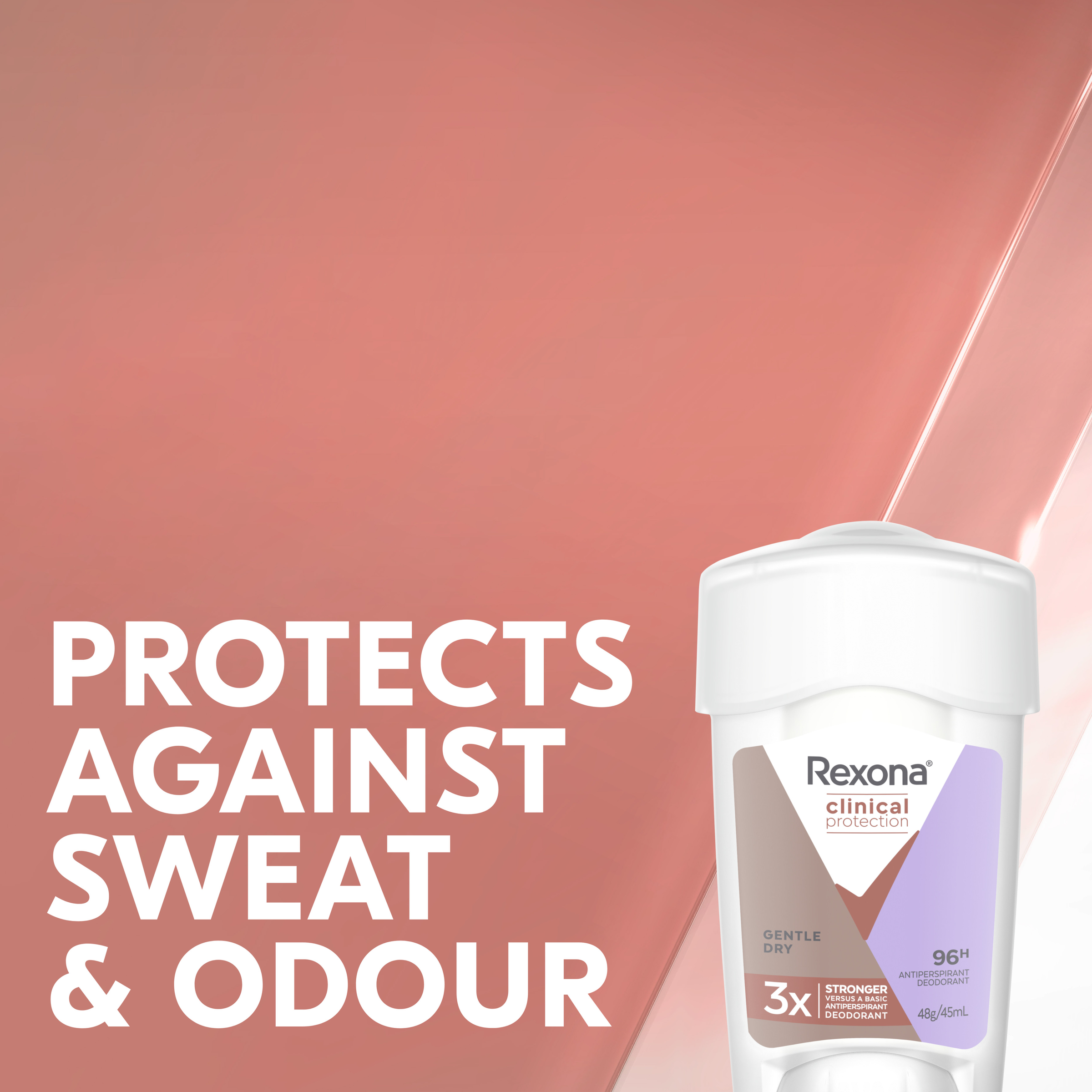 REXONA WOMEN CLINICAL ANTIPERSPIRANT CREAM GENTLE DRY 96HR 45ML - Image 4