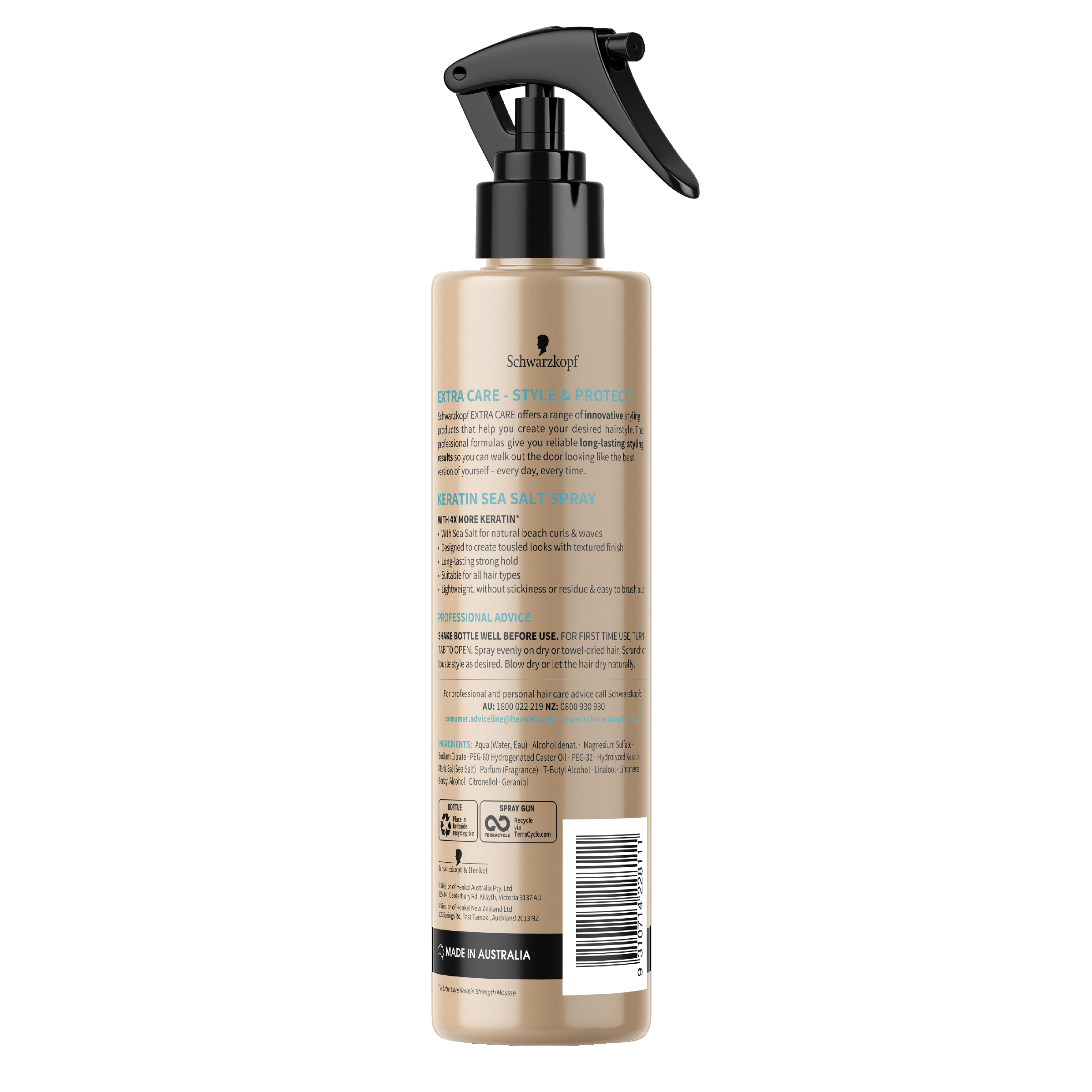 SCHWARZKOPF EXTRA CARE KERATIN STYLING SEA SALT SPRAY 250ML - Image 2