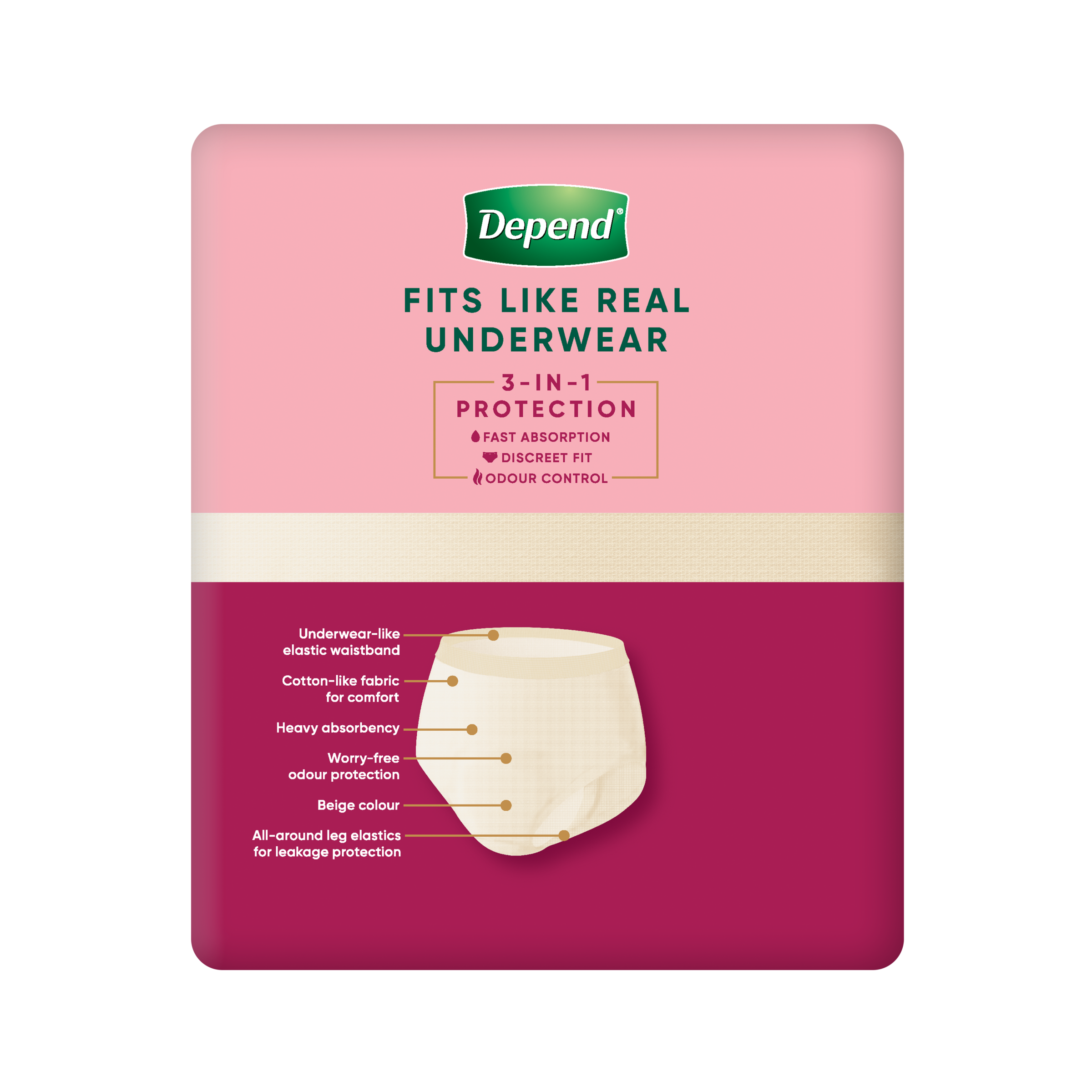 DEPEND WOMEN REAL FIT UNDERWEAR REGULAR 7D X-LARGE 8 PACK - Image 4