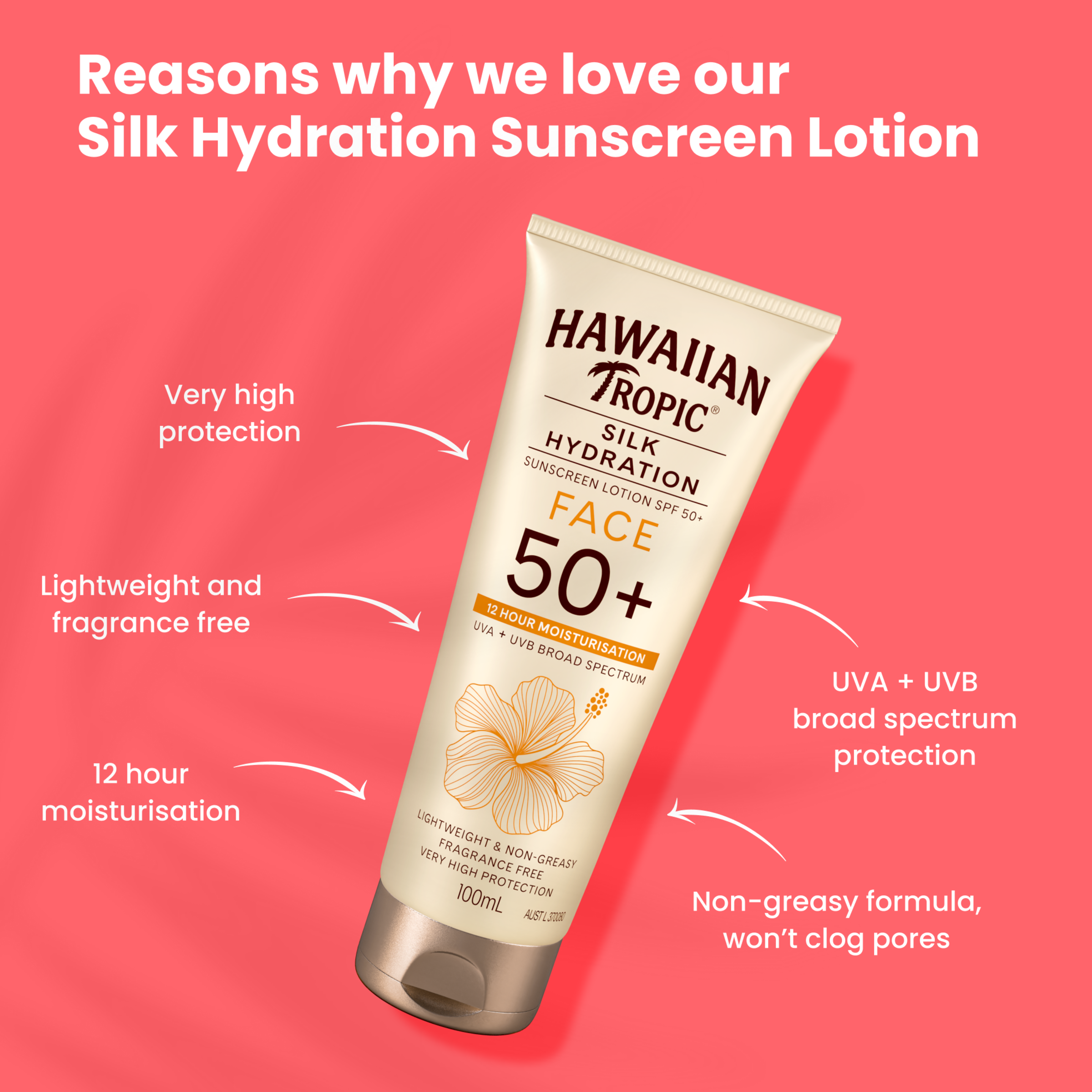 HAWAIIAN TROPIC SILK HYDRATION FRAGRANCE FREE FACE 50+ 100ML - Image 5