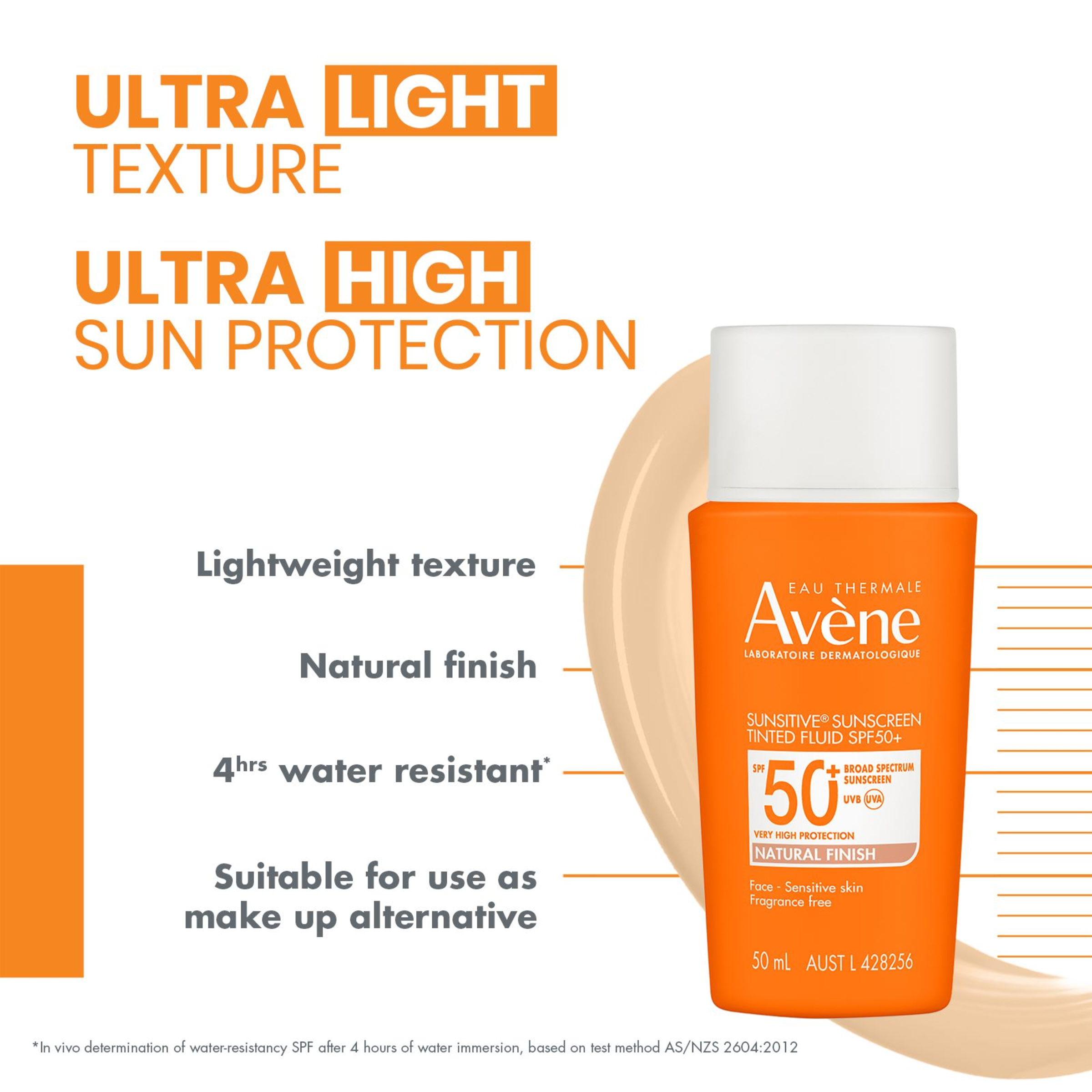 AVENE SUNSITIVE SUNSCREEN TINTED FLUID SPF 50+ 50ML - Image 2