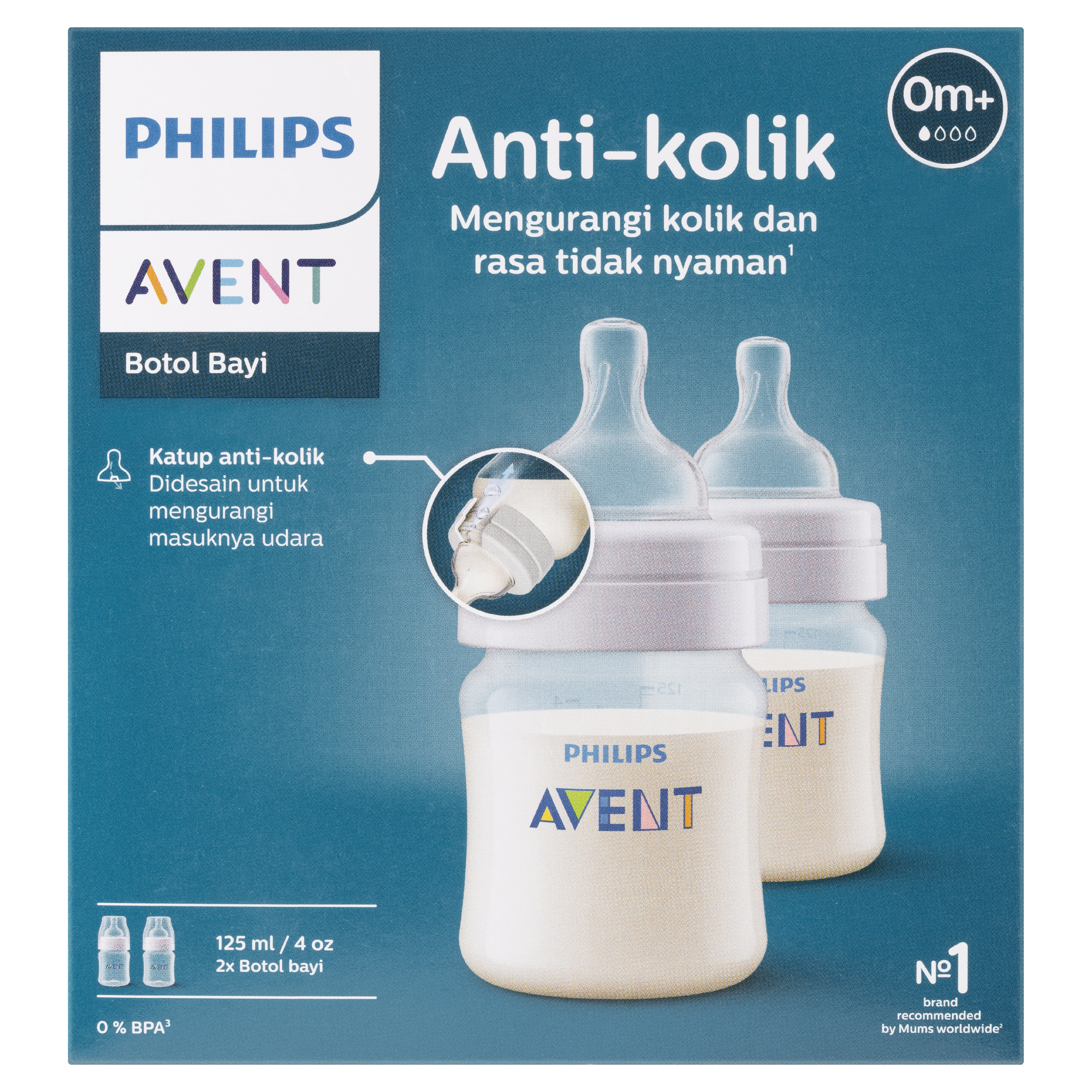 AVENT CLASSIC FEEDING BOTTLE ANTI COLIC 125ML 2 PACK - Image 2