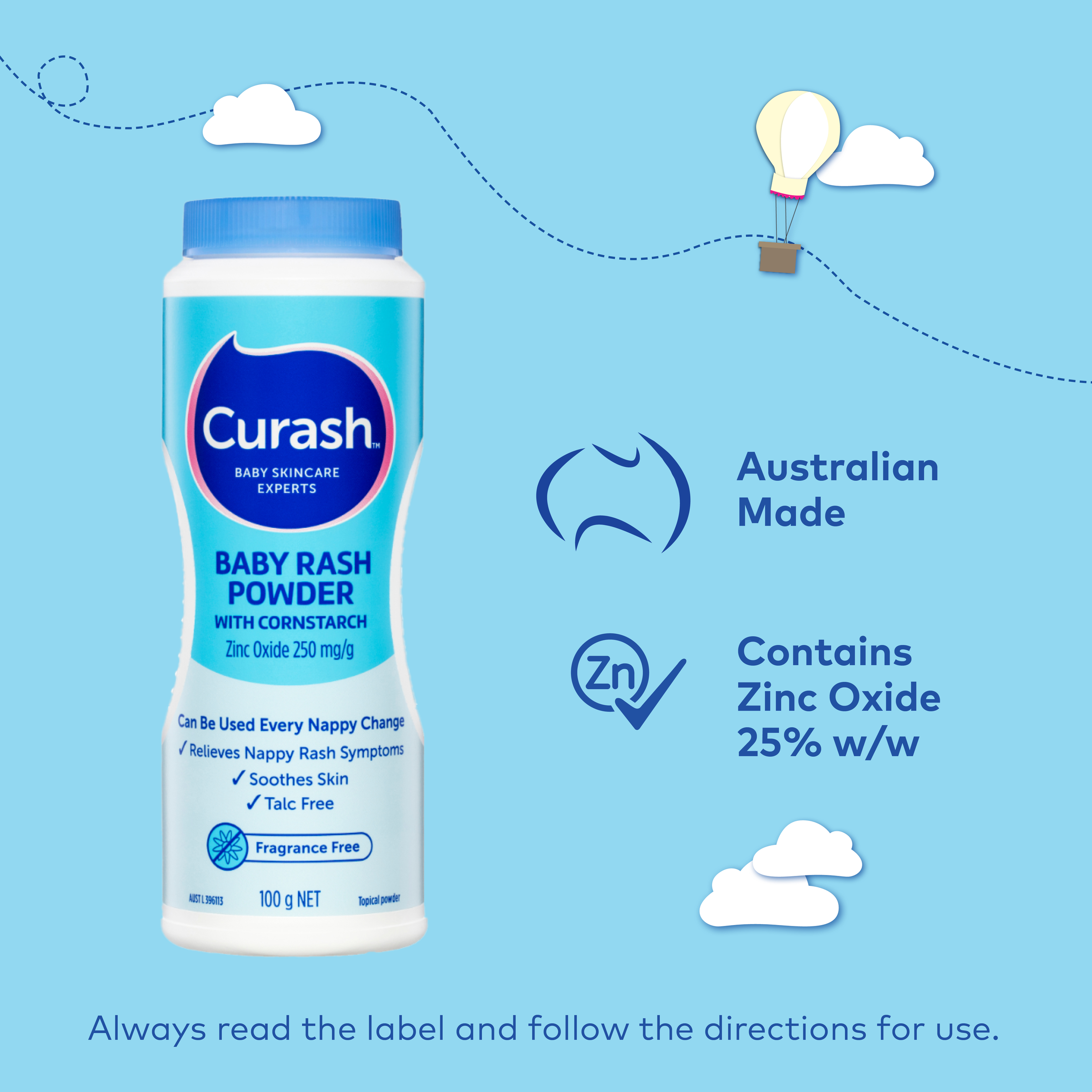 CURASH BABYCARE ANTI-RASH BABY POWDER 100G - Image 3
