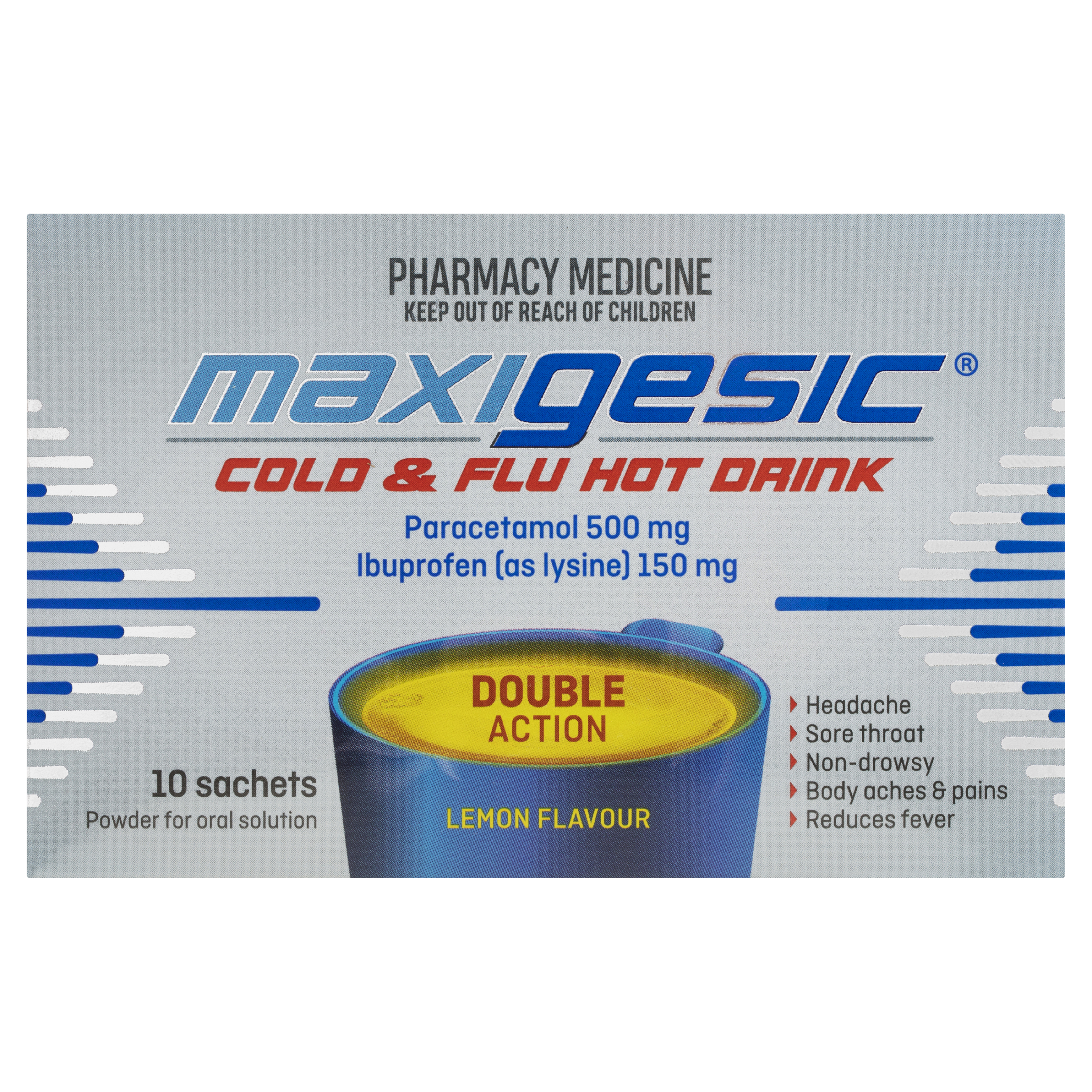 MAXIGESIC COLD & FLU HOT DRINK SACHETS 10 PACK - Image 2
