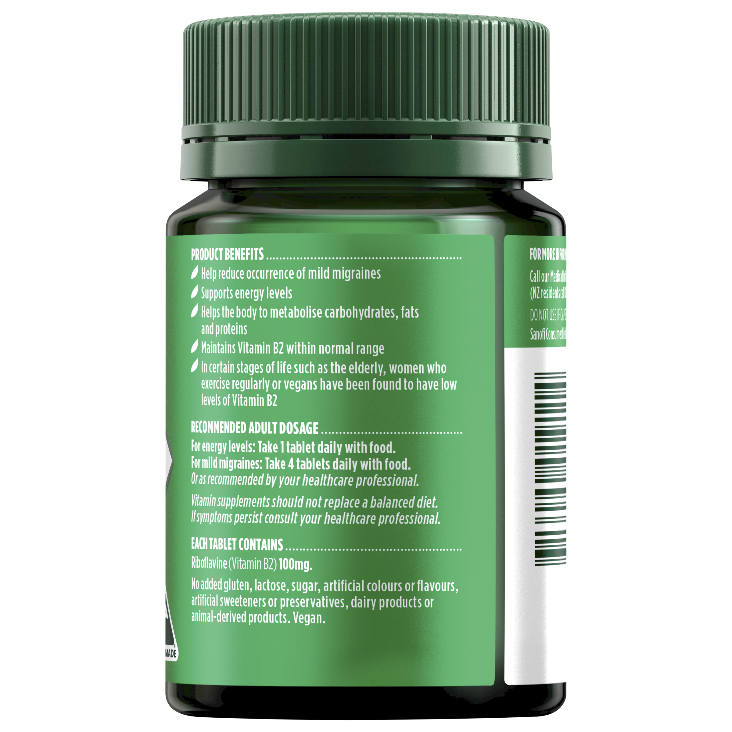 NATURES OWN VITAMIN B2 100MG 100 TABLETS - Image 2