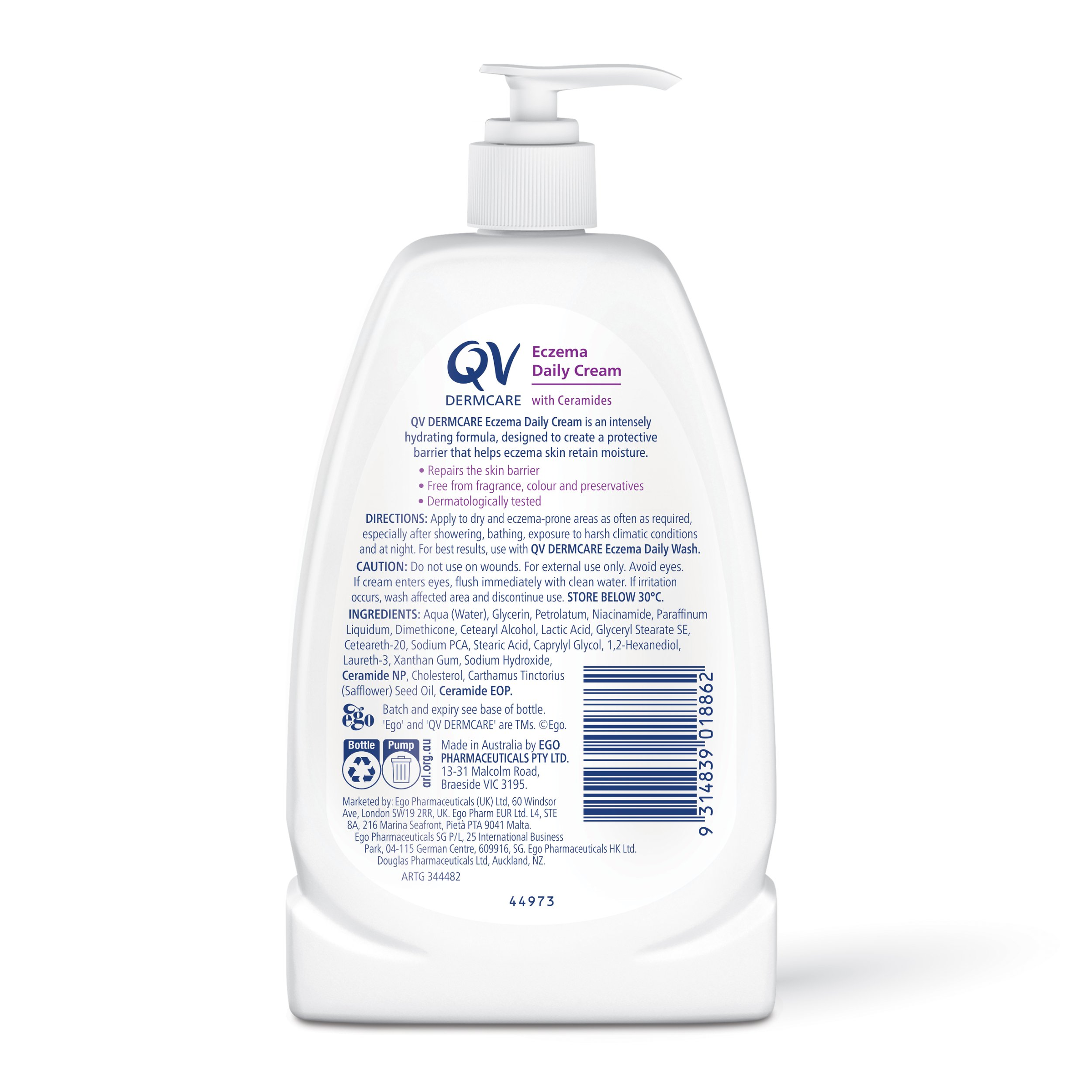 EGO QV DERMCARE ECZEMA DAILY CREAM 350ML - Image 2