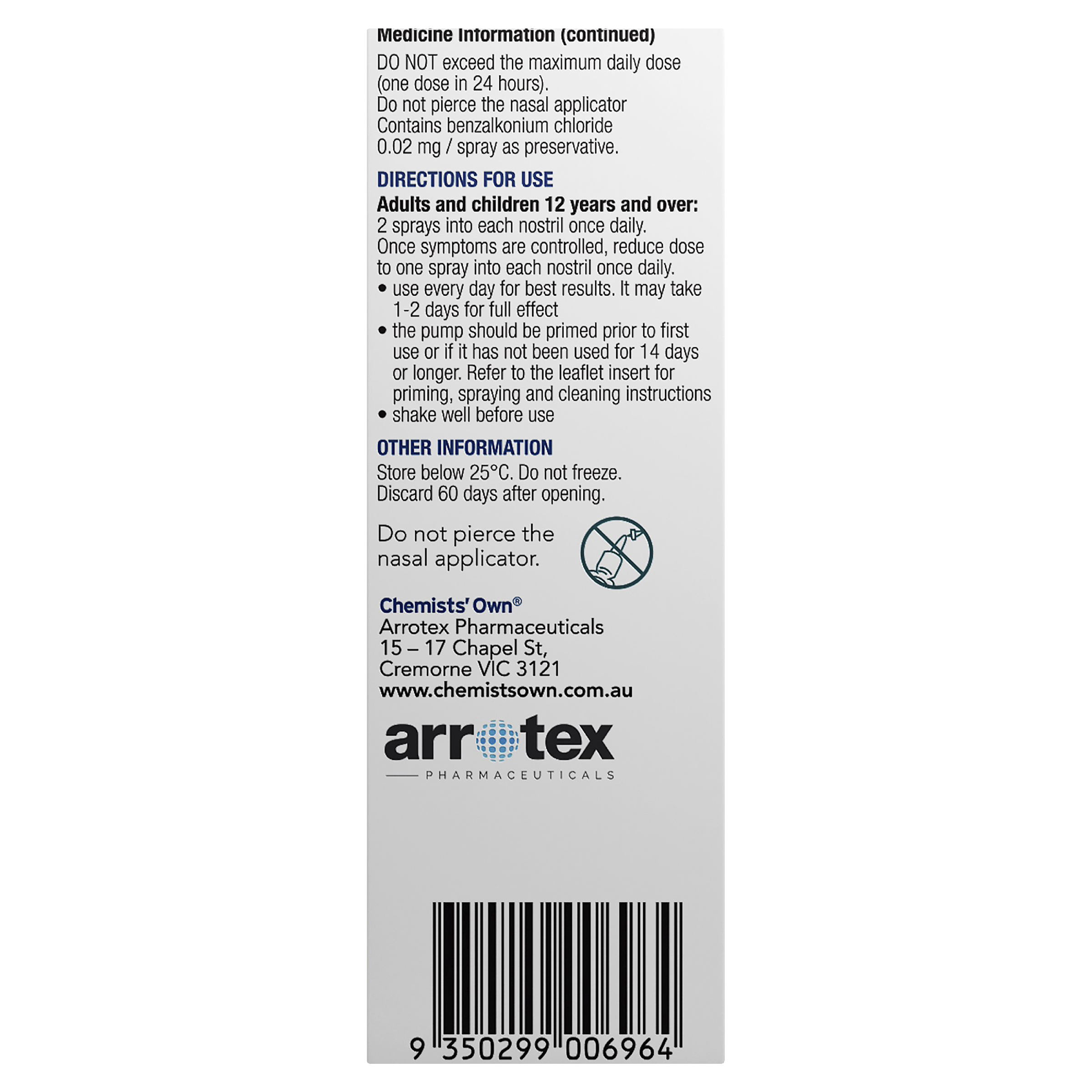 CHEMISTS OWN MOMETASONE 50MCG NASAL SPRAY 140 DOSES - Image 3