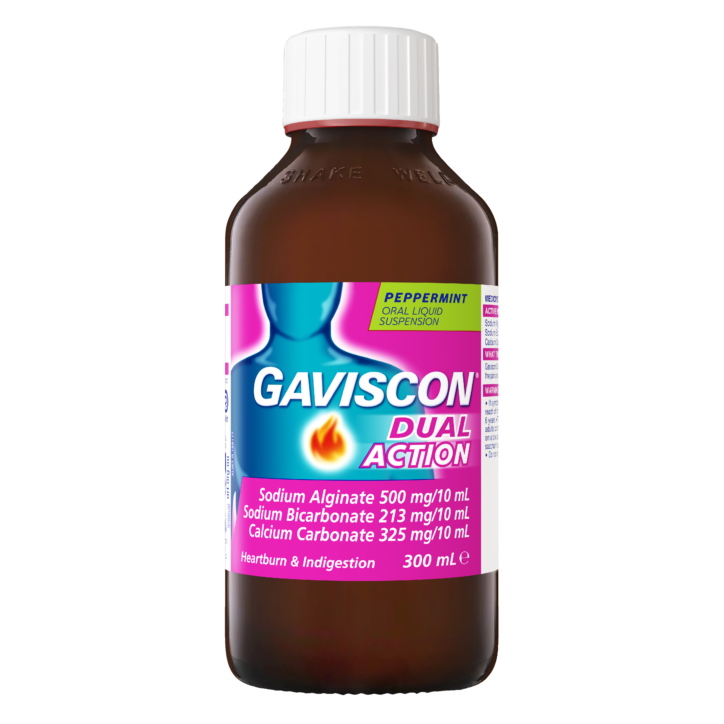 GAVISCON DUAL ACTION PEPPERMINT LIQUID 300ML - Image 2