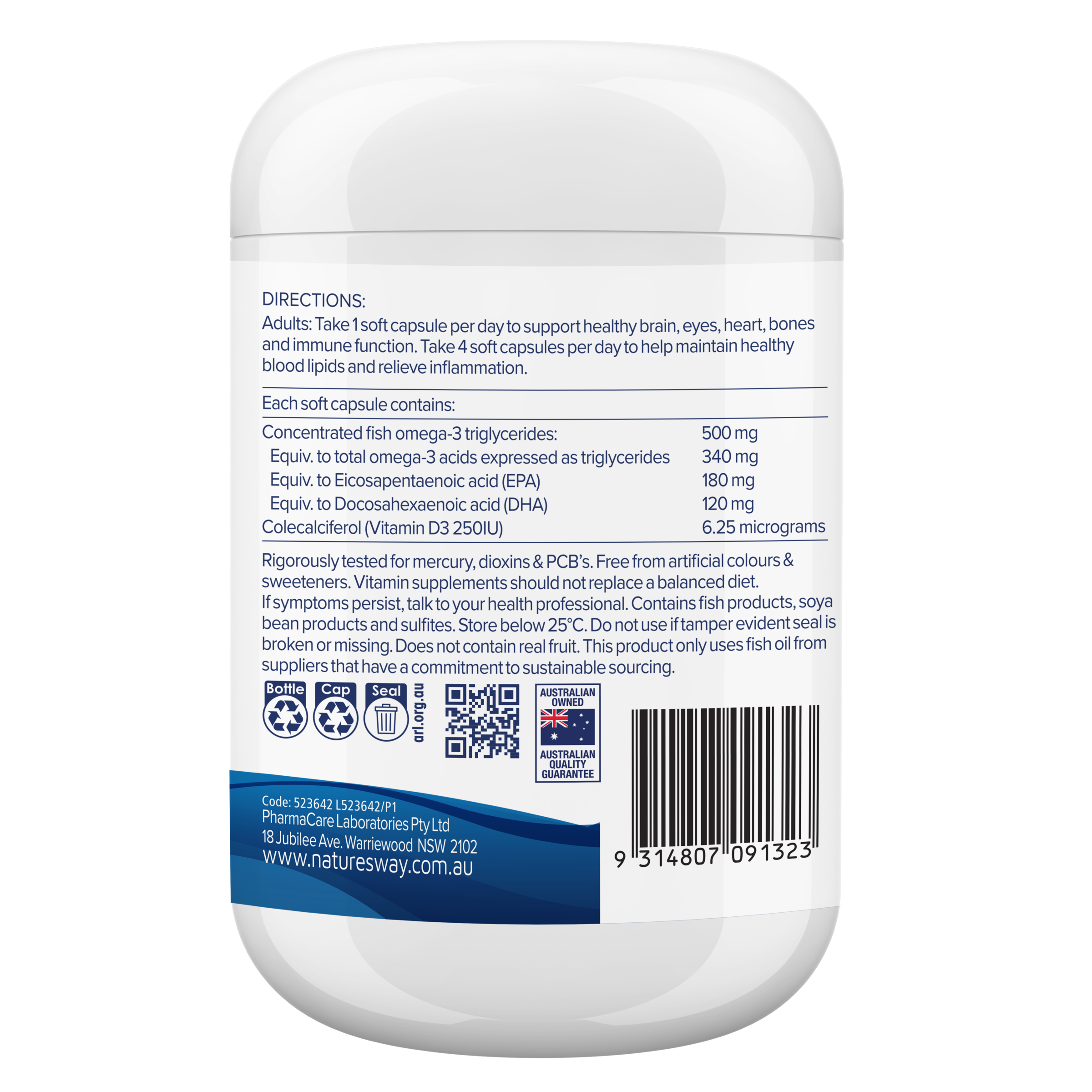 NATURES WAY OMEGA + D3 MINI  200 CAPSULES - Image 2