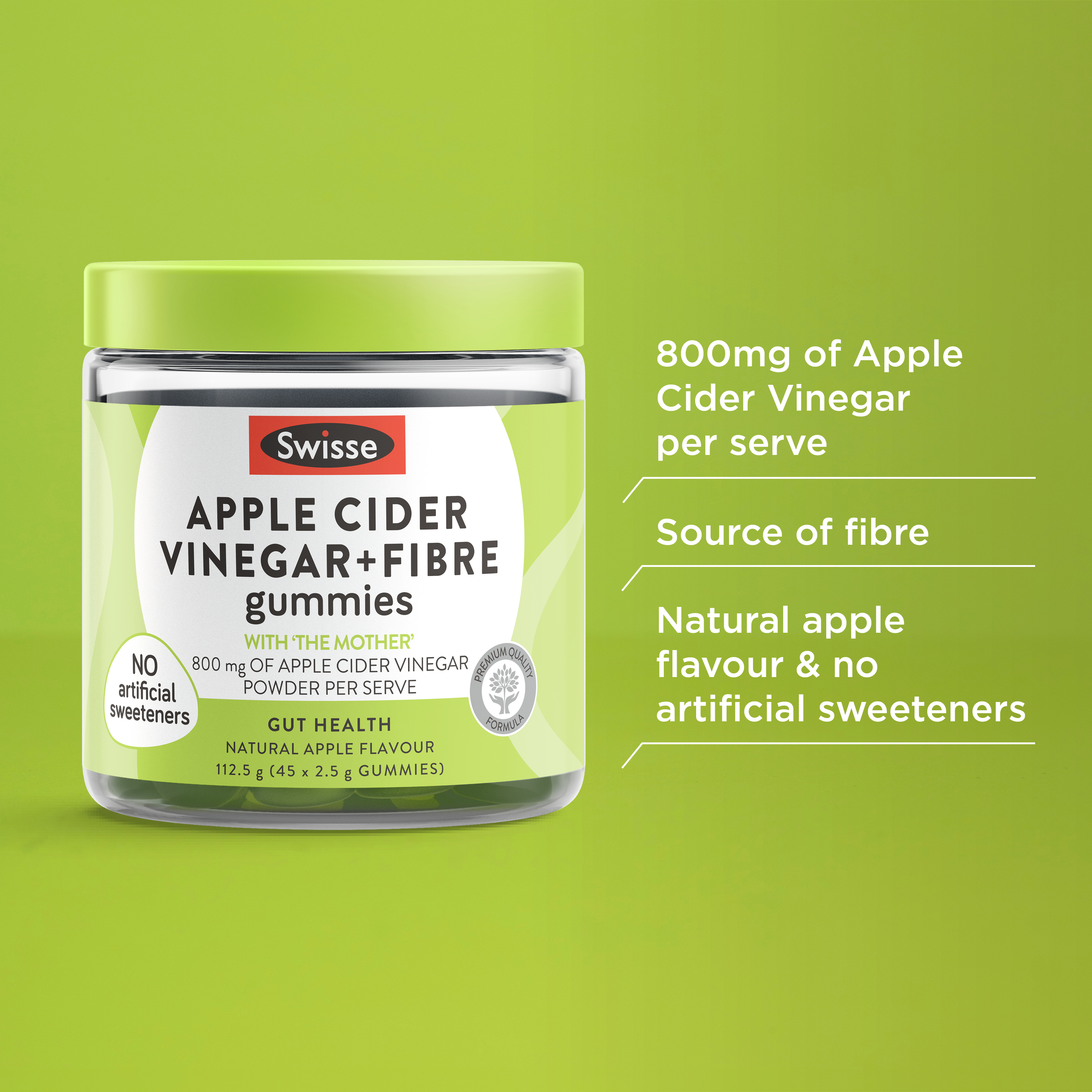 SWISSE ULTIBOOST APPLE CIDER VINEGAR + FIBRE 45 GUMMIES - Image 3