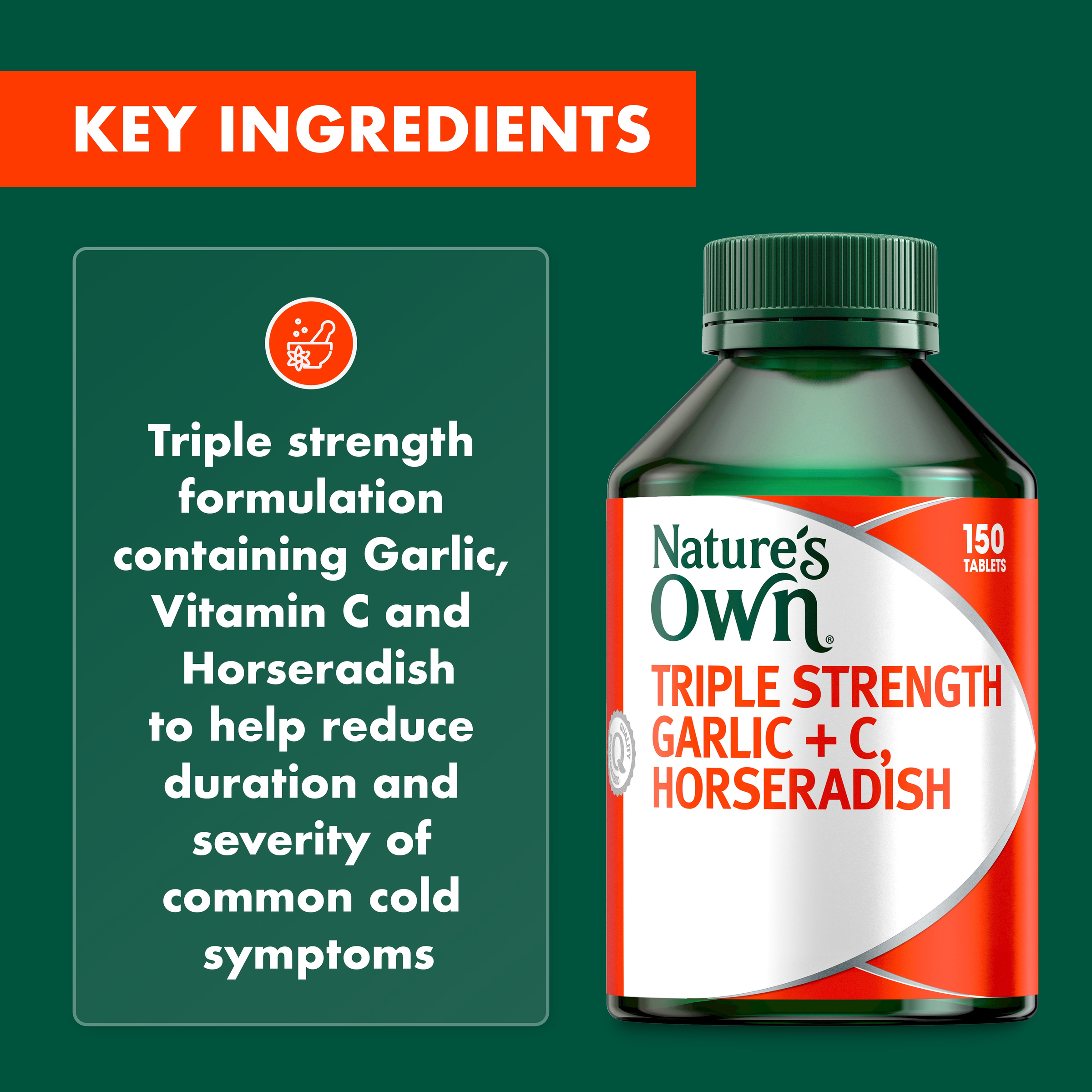 NATURES OWN TRIPLE STRENGTH GARLIC + C HORSERADISH TABLETS 150 - Image 5
