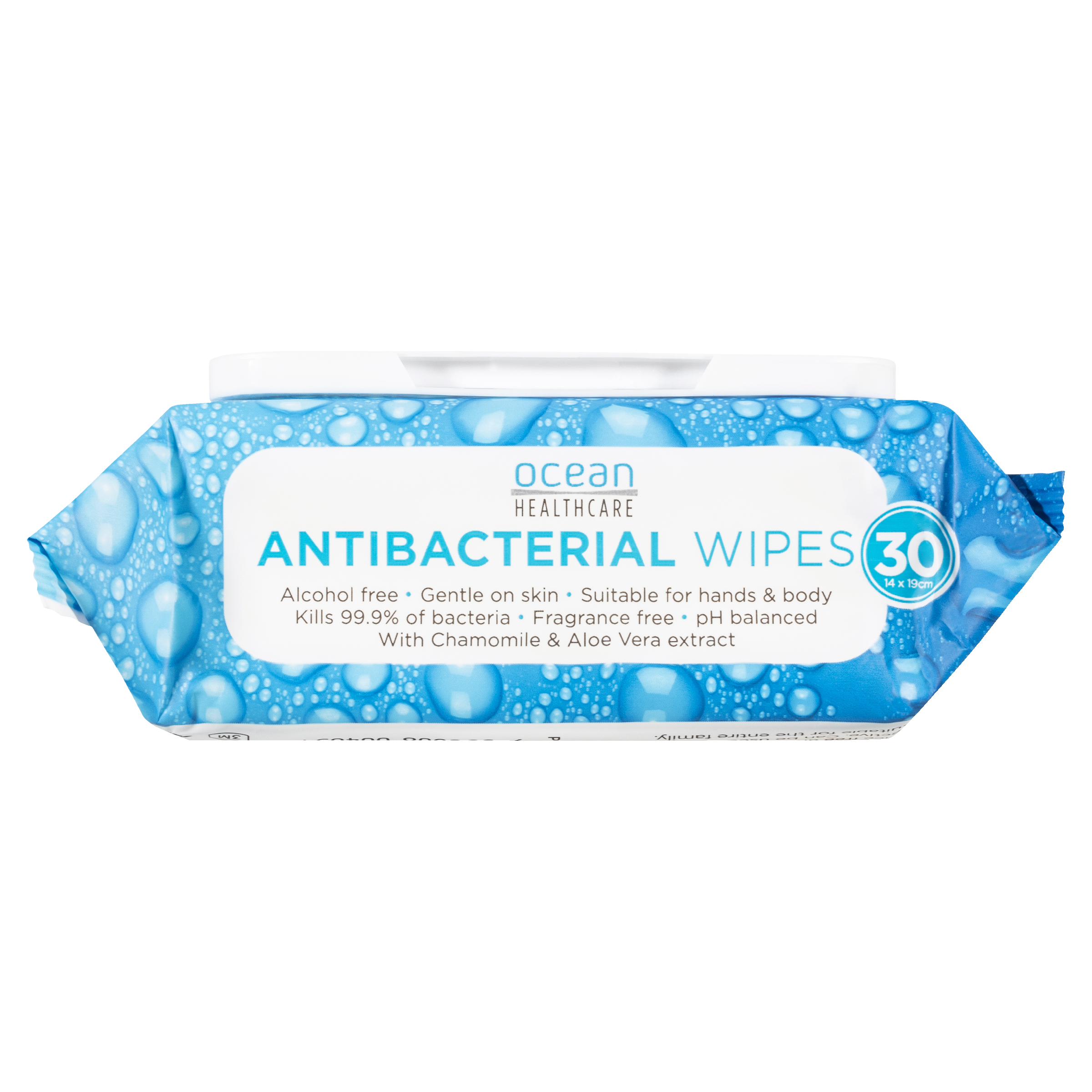 OCEAN HEALTHCARE ANTIBACTERIAL WIPES FRAGRANCE FREE 30 PACK - Image 3