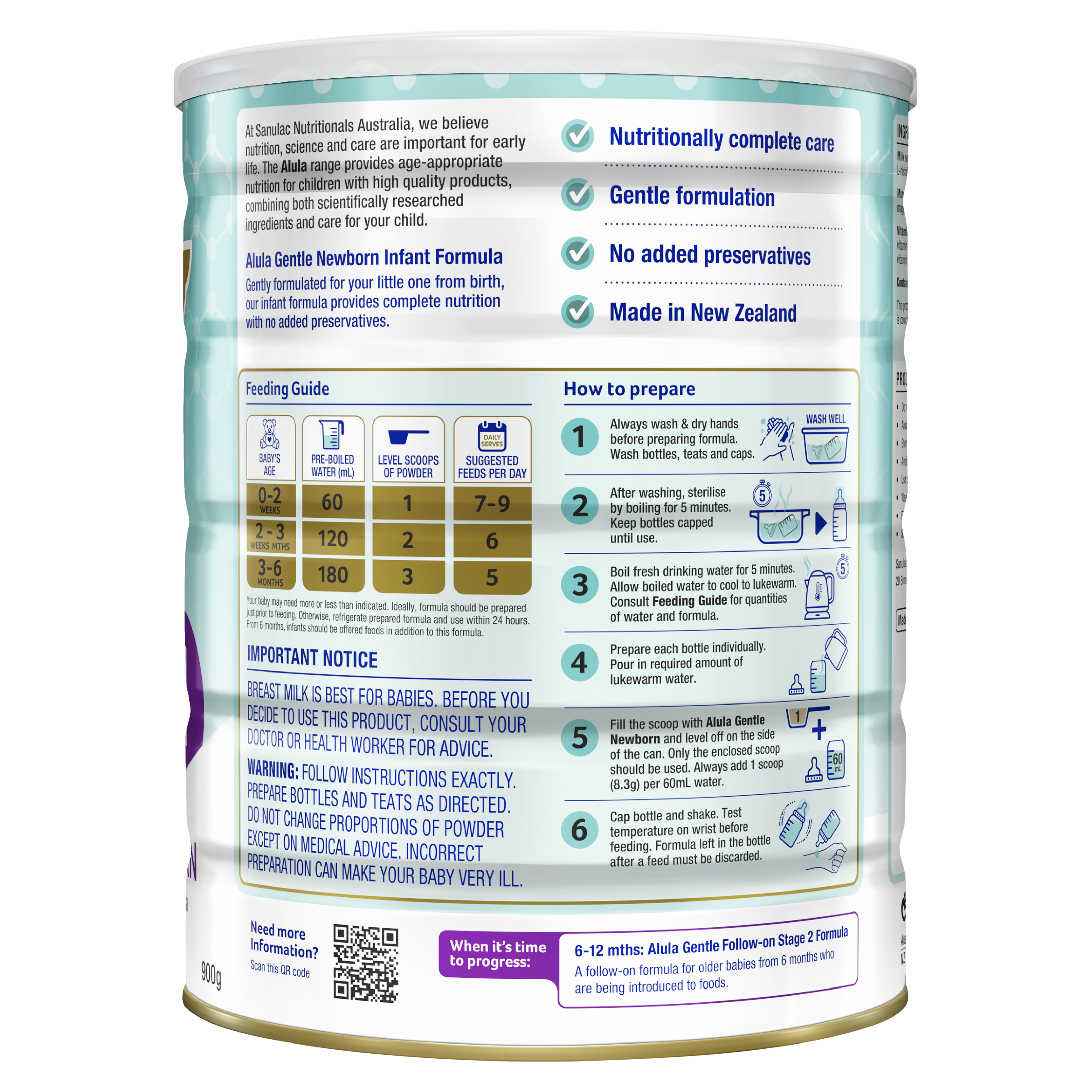 S26 ALULA ORIGINAL NEWBORN INFANT FORMULA STAGE 1 900G - Image 2