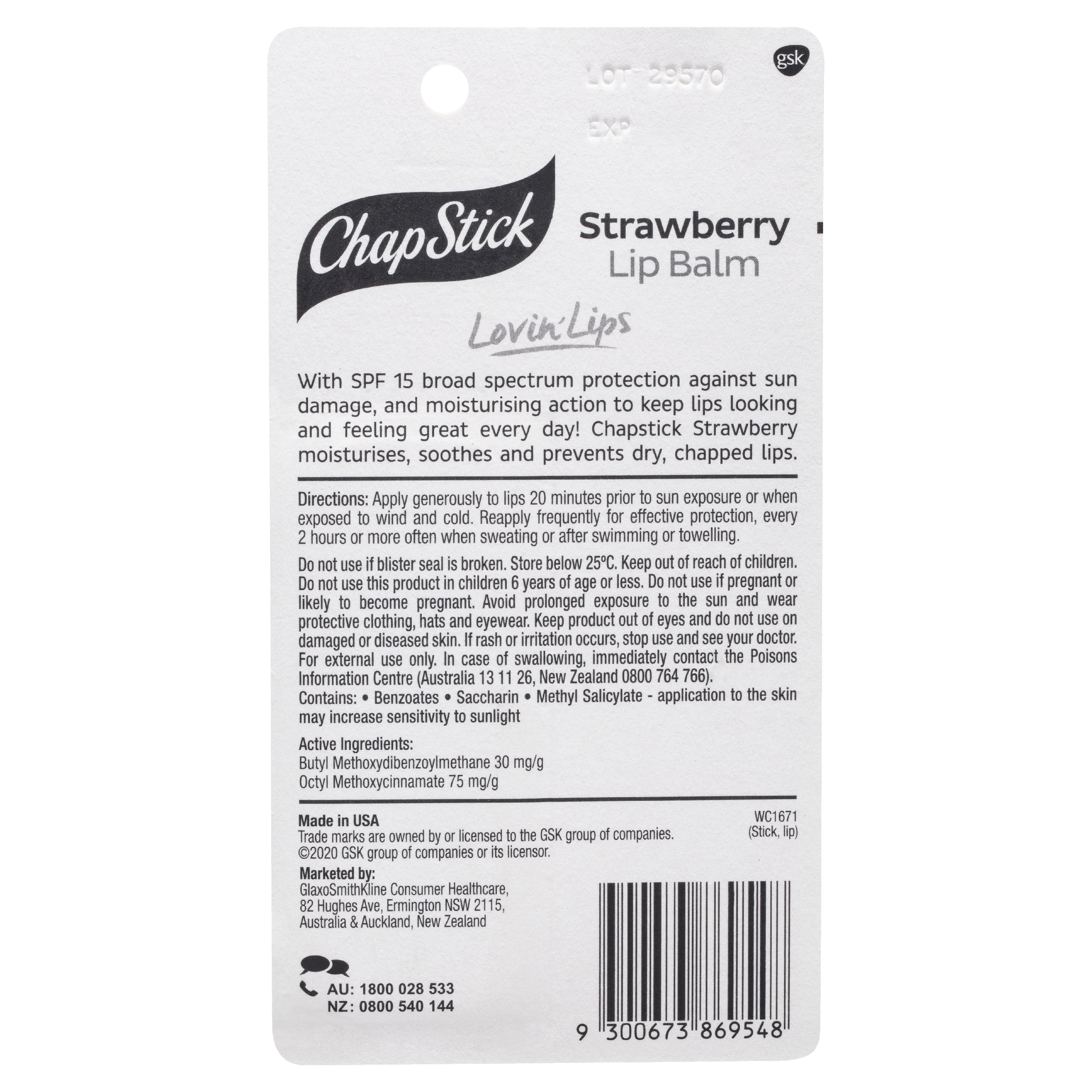 CHAP STICK LIP BALM STICK STRAWBERRY SPF15+ 4.2G - Image 2