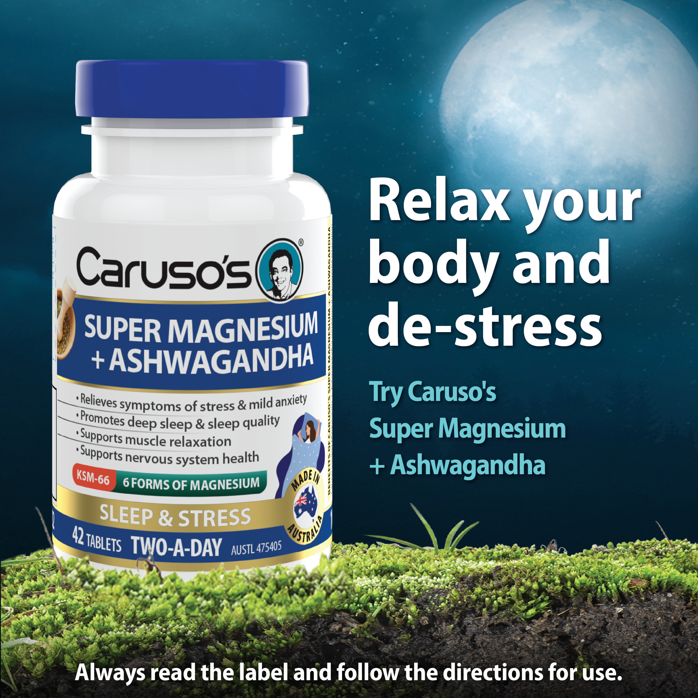 CARUSOS SUPER MAGNESIUM + ASHWAGANDHA 42 TABLETS - Image 2