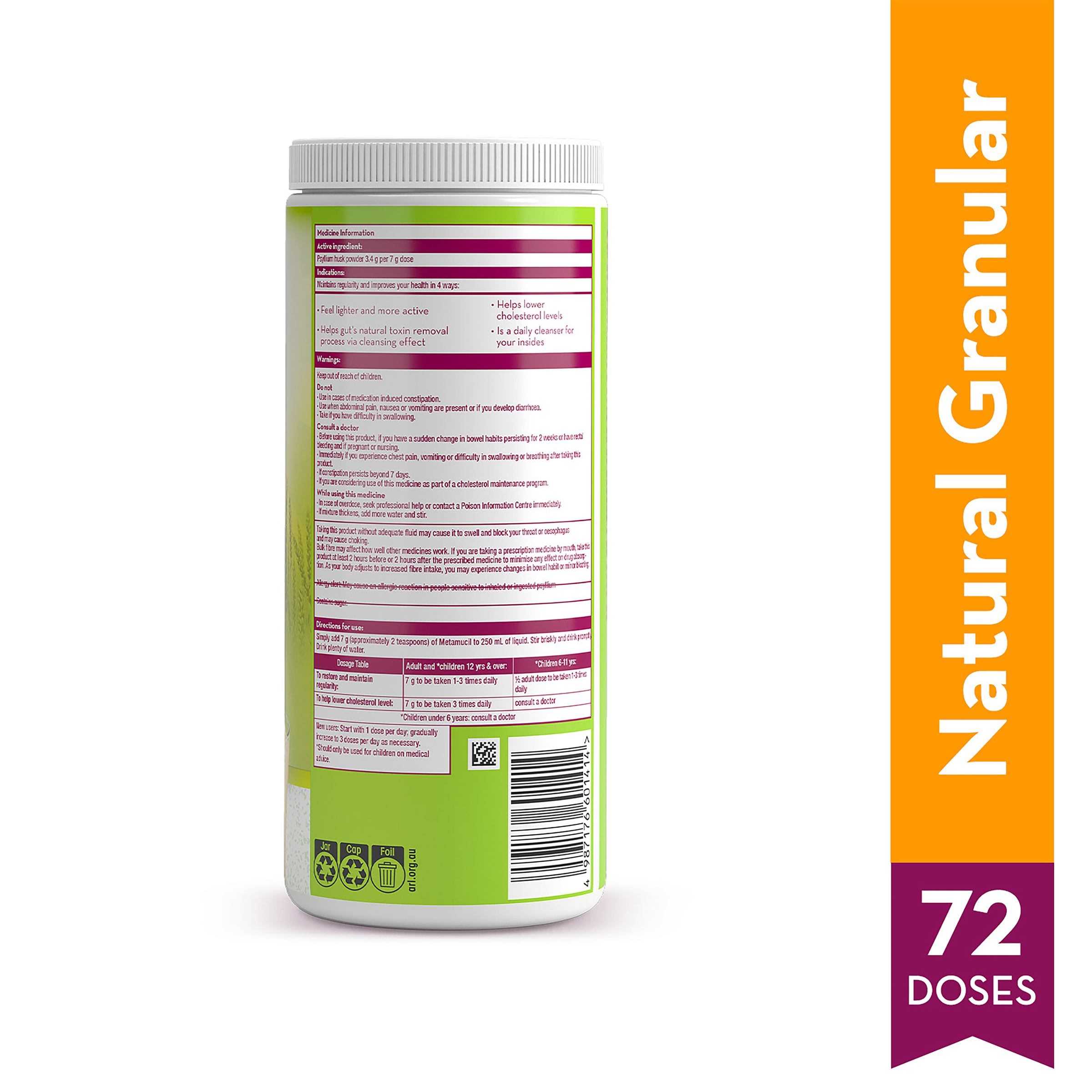 METAMUCIL NATURAL GRANULAR 504G 72 DOSES - Image 8