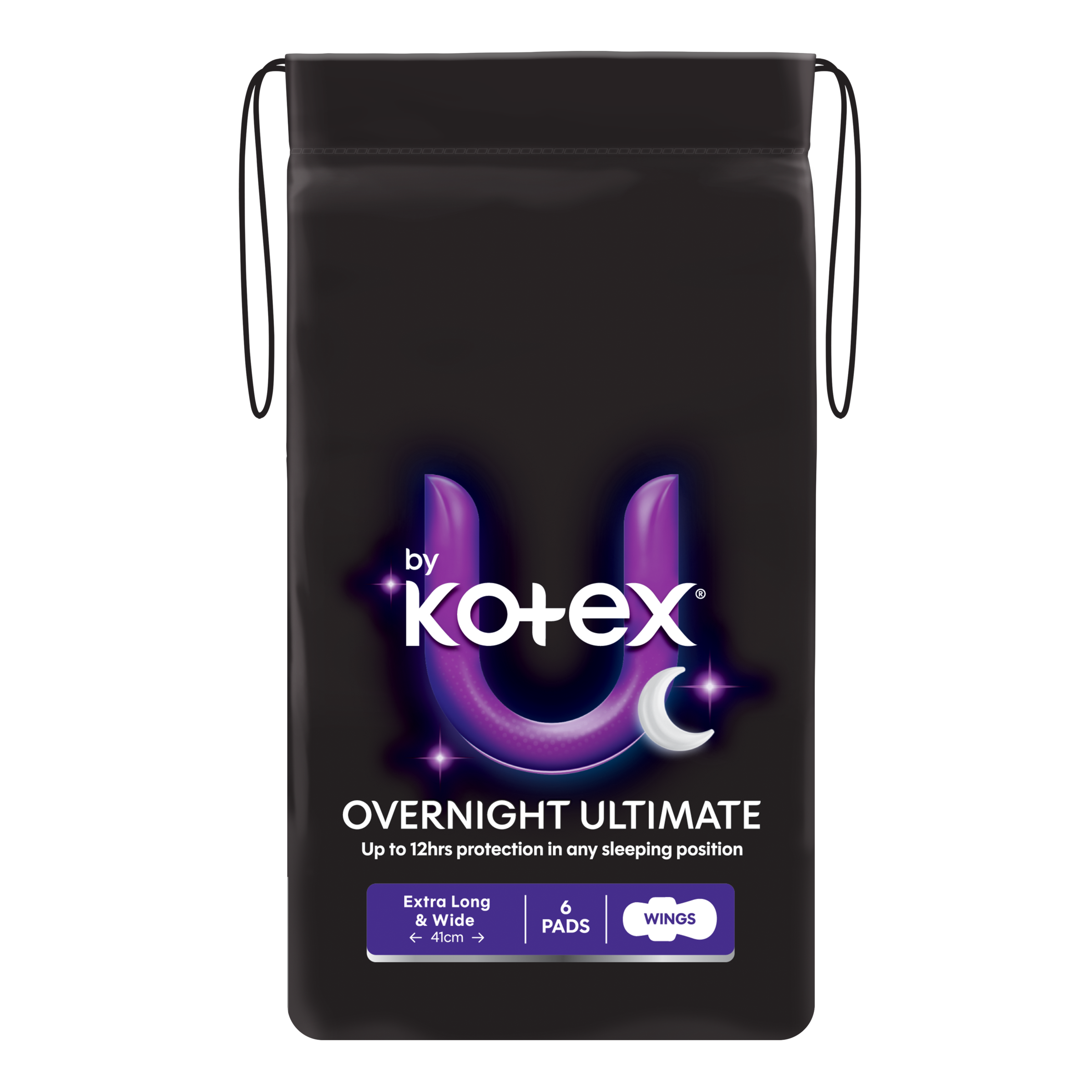 U BY KOTEX PADS MAXI ULTIMATE OVERNIGHT LONG WINGS 6 PACK - Image 2
