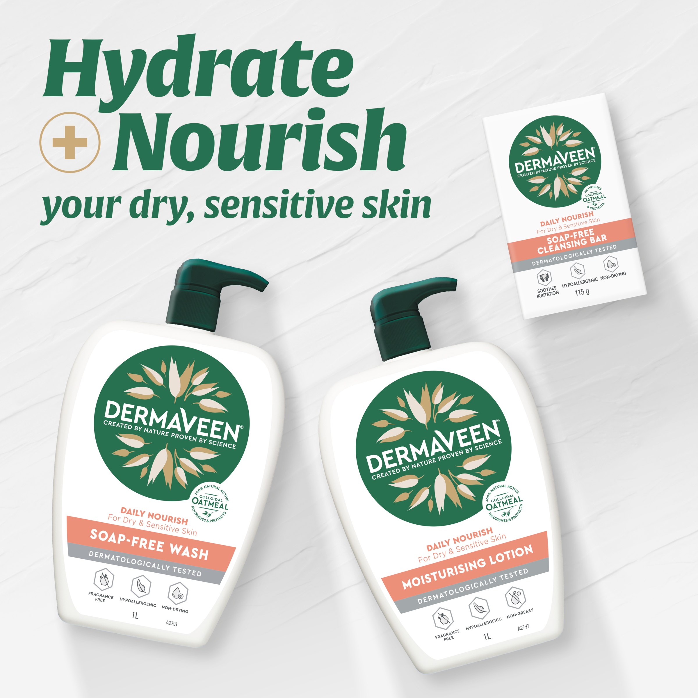 DERMAVEEN DAILY NOURISH WASH 1 LITRE - Image 3