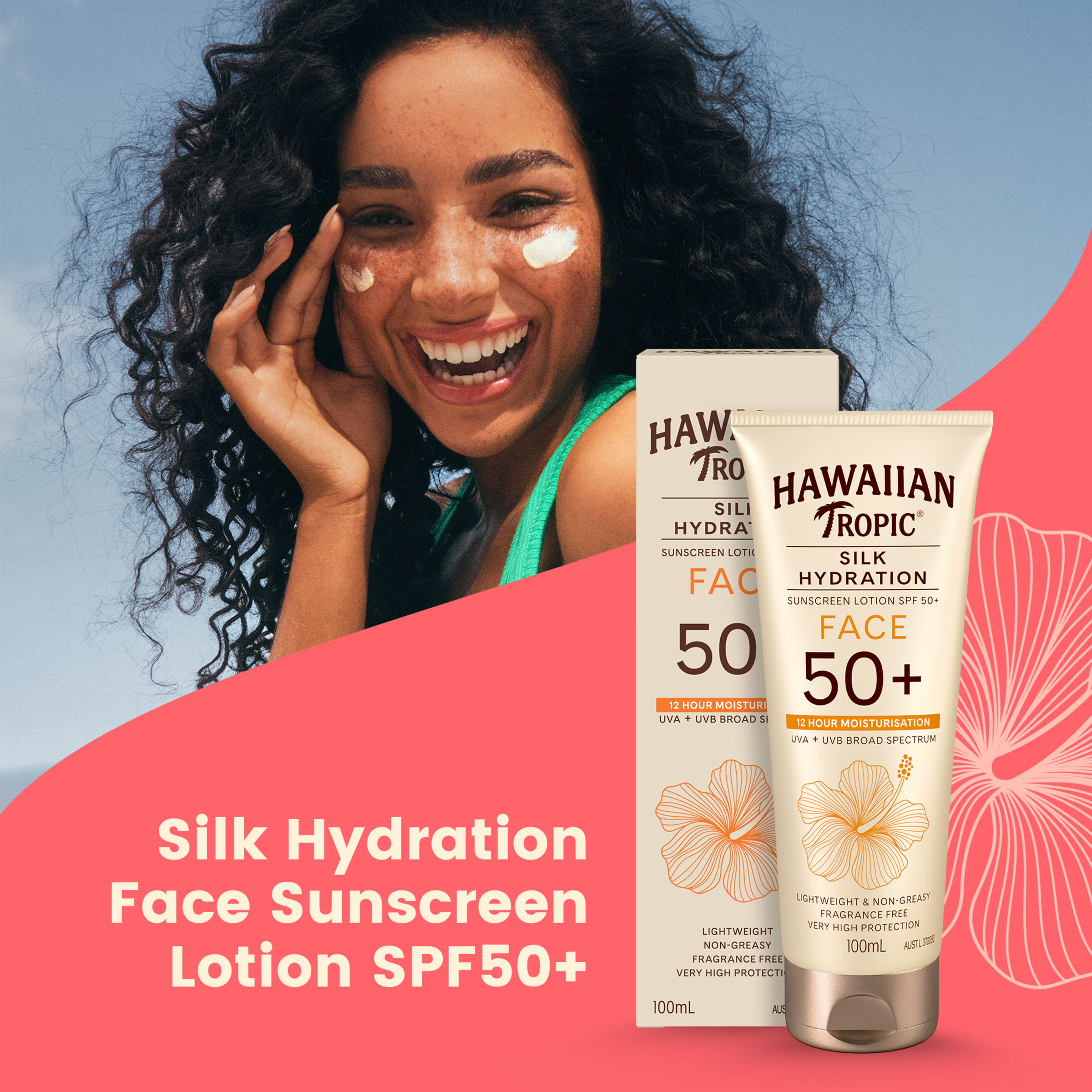 HAWAIIAN TROPIC SILK HYDRATION FRAGRANCE FREE FACE 50+ 100ML - Image 7