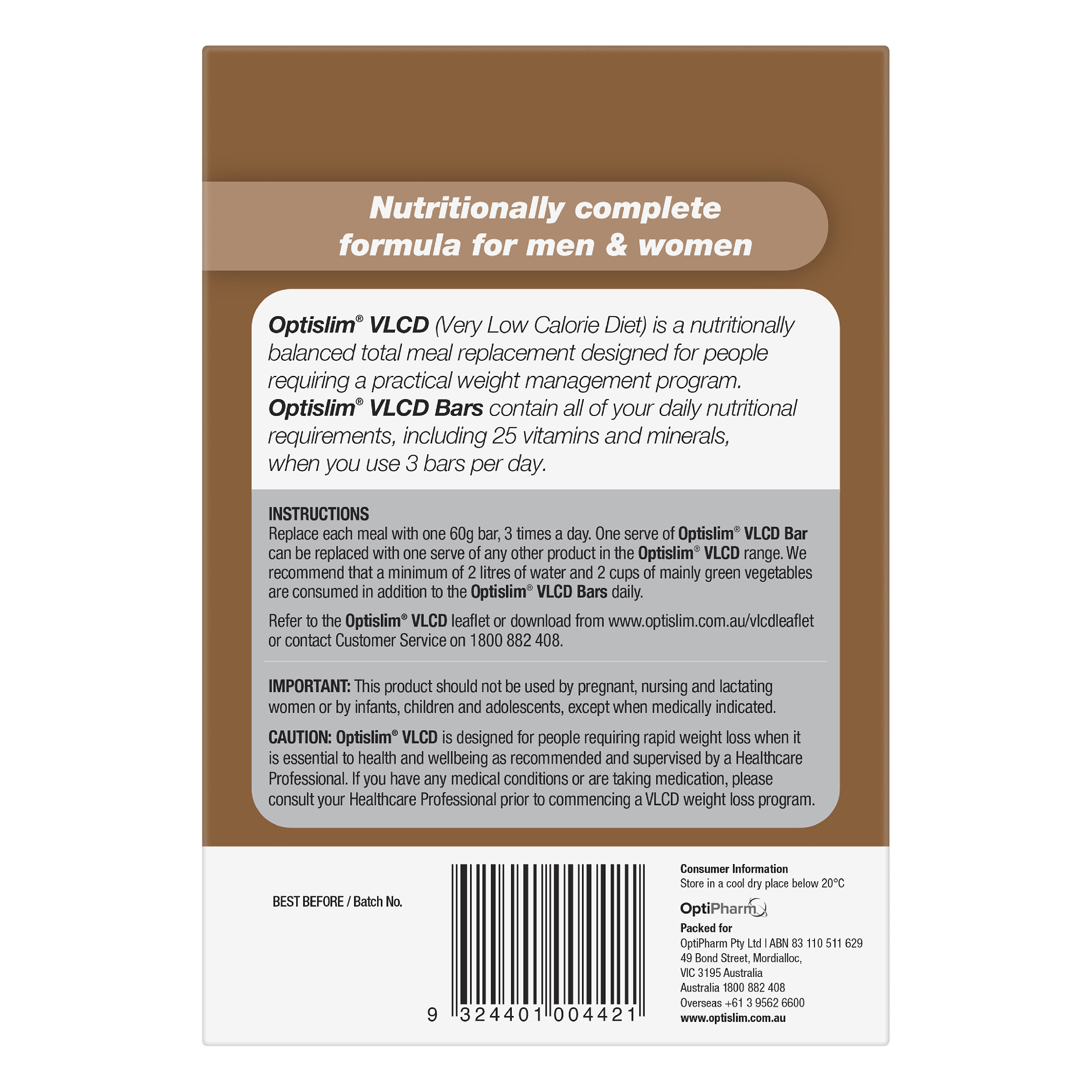 OPTISLIM VLCD BAR CHOC FUDGE 60G 5 PACK - Image 4