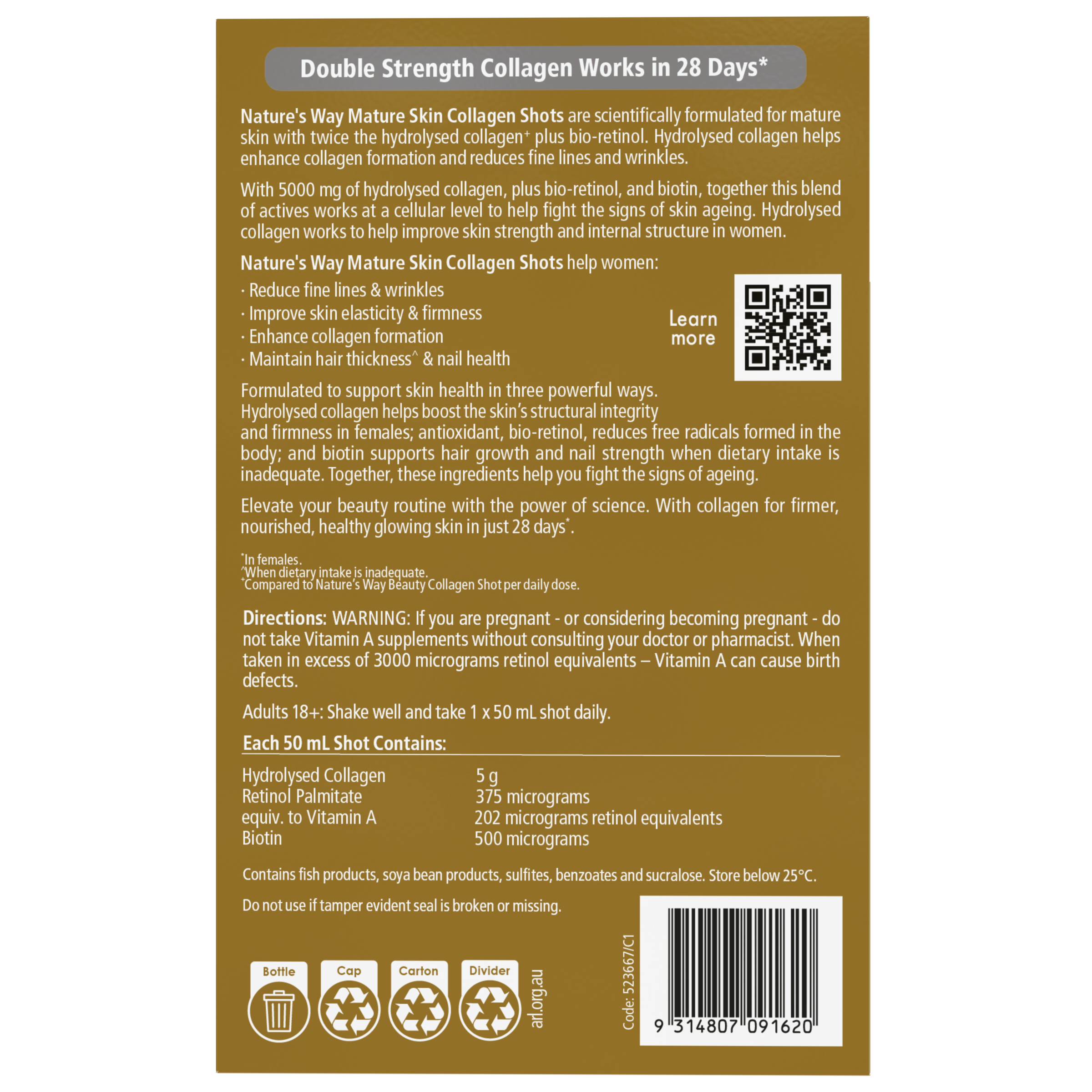 NATURES WAY MATURE SKIN COLLAGEN SHOTS 50ML 10 PACK - Image 2