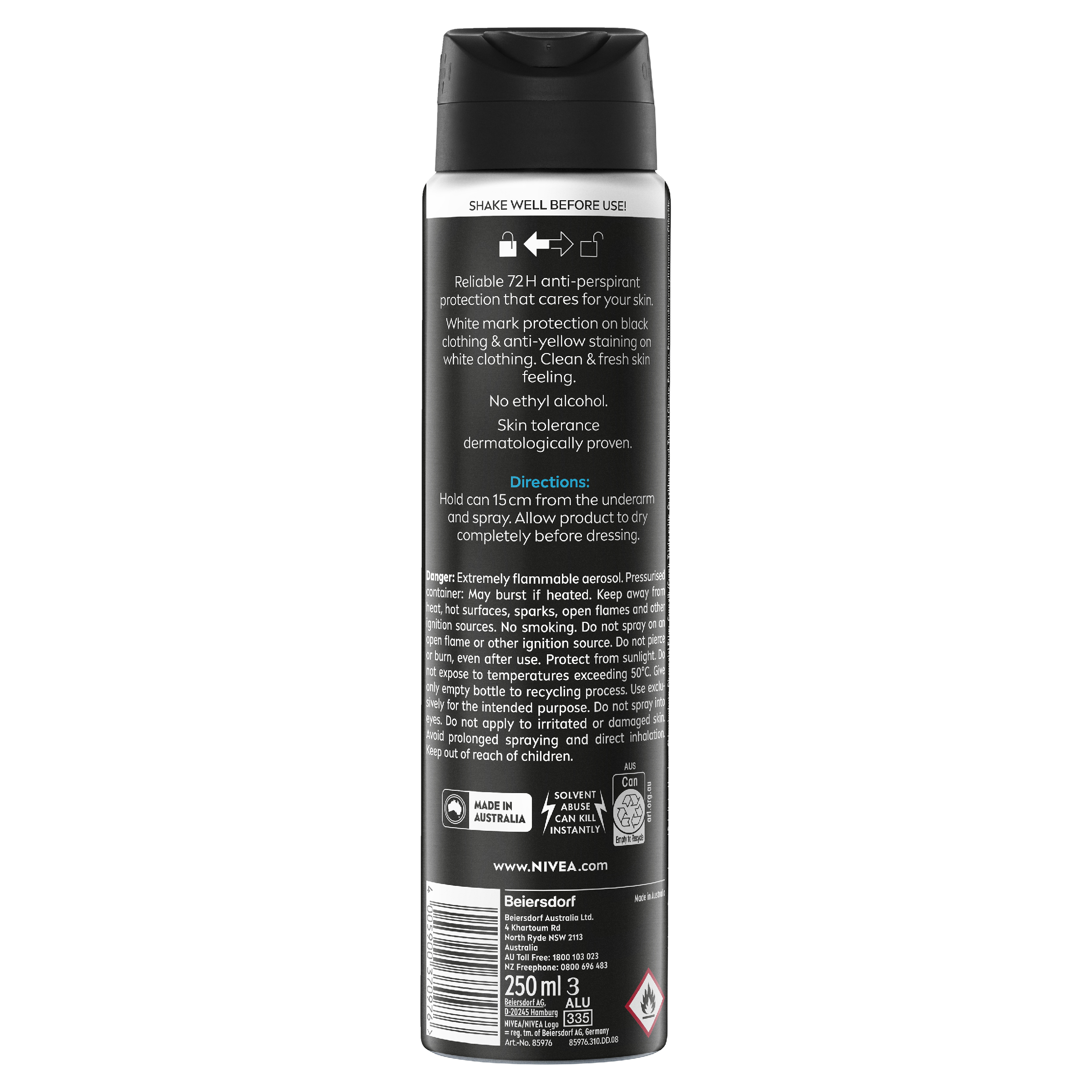 NIVEA MEN ANTIPERSPIRANT B&W  INVISIBLE FRESH 48H 250ML - Image 2