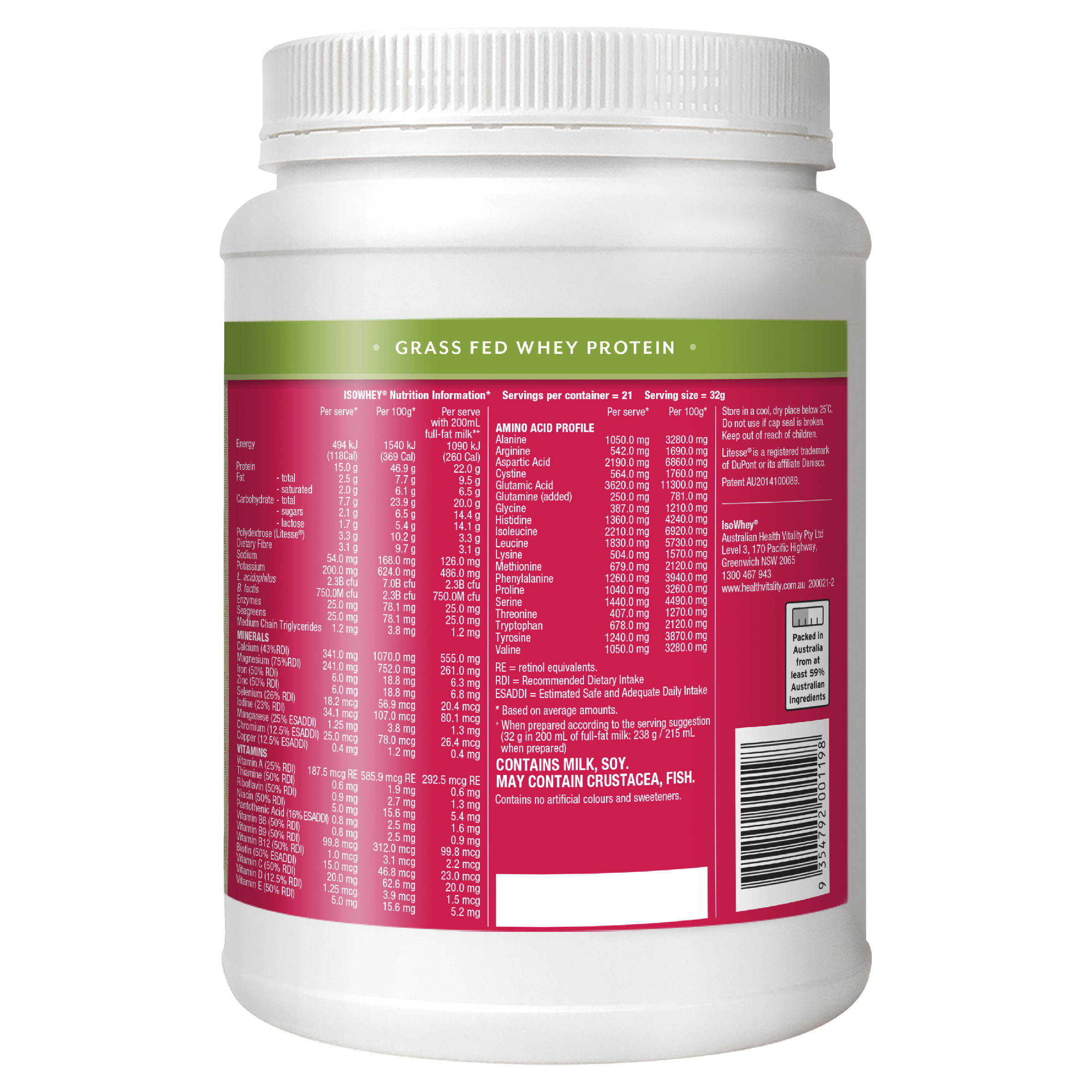 ISOWHEY STRAWBERRY SMOOTHIE POWDER 672G - Image 3