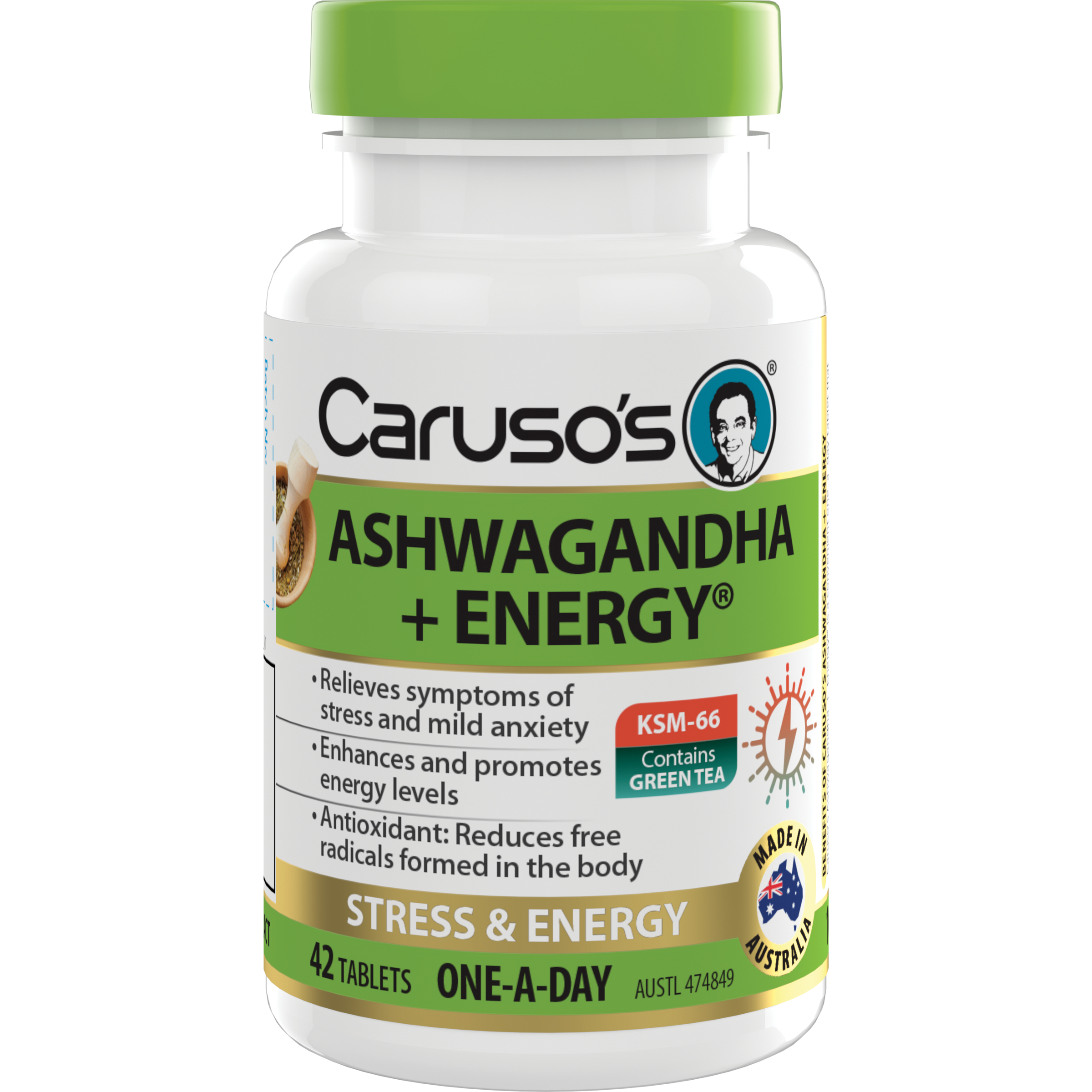 CARUSOS ASHWAGANDHA + ENERGY 42 TABLETS