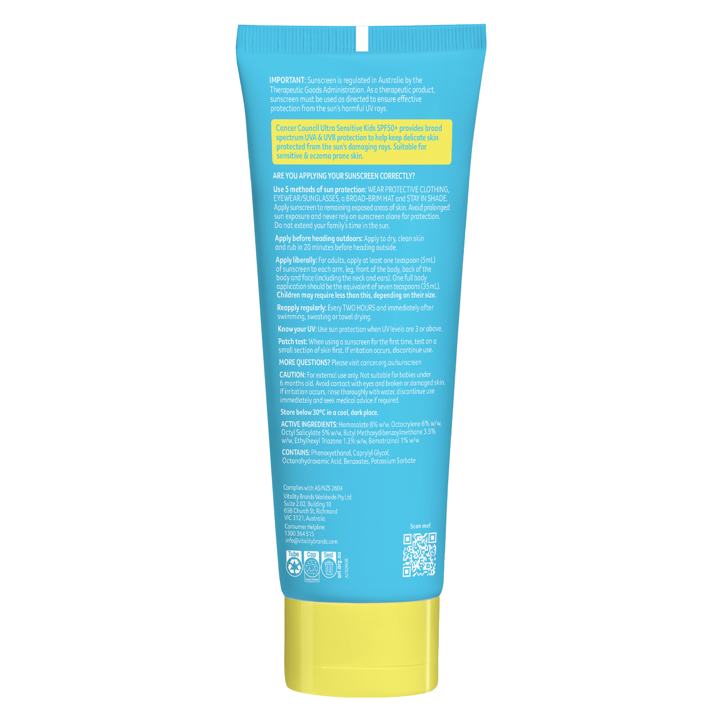 CANCER COUNCIL KIDS ULTRA SENSITIVE SPF50+ 150ML - Image 2