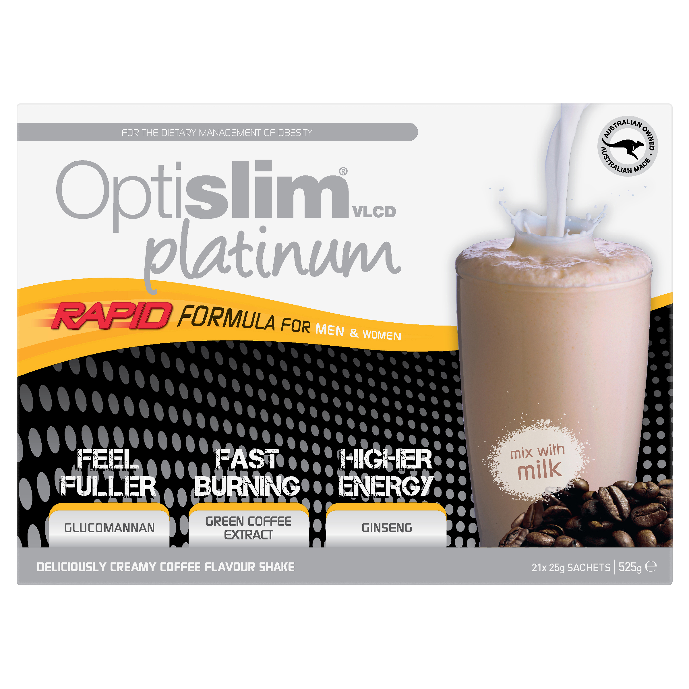 OPTISLIM VLCD PLATINUM SHAKE COFFEE 25G 21 PACK - Image 2