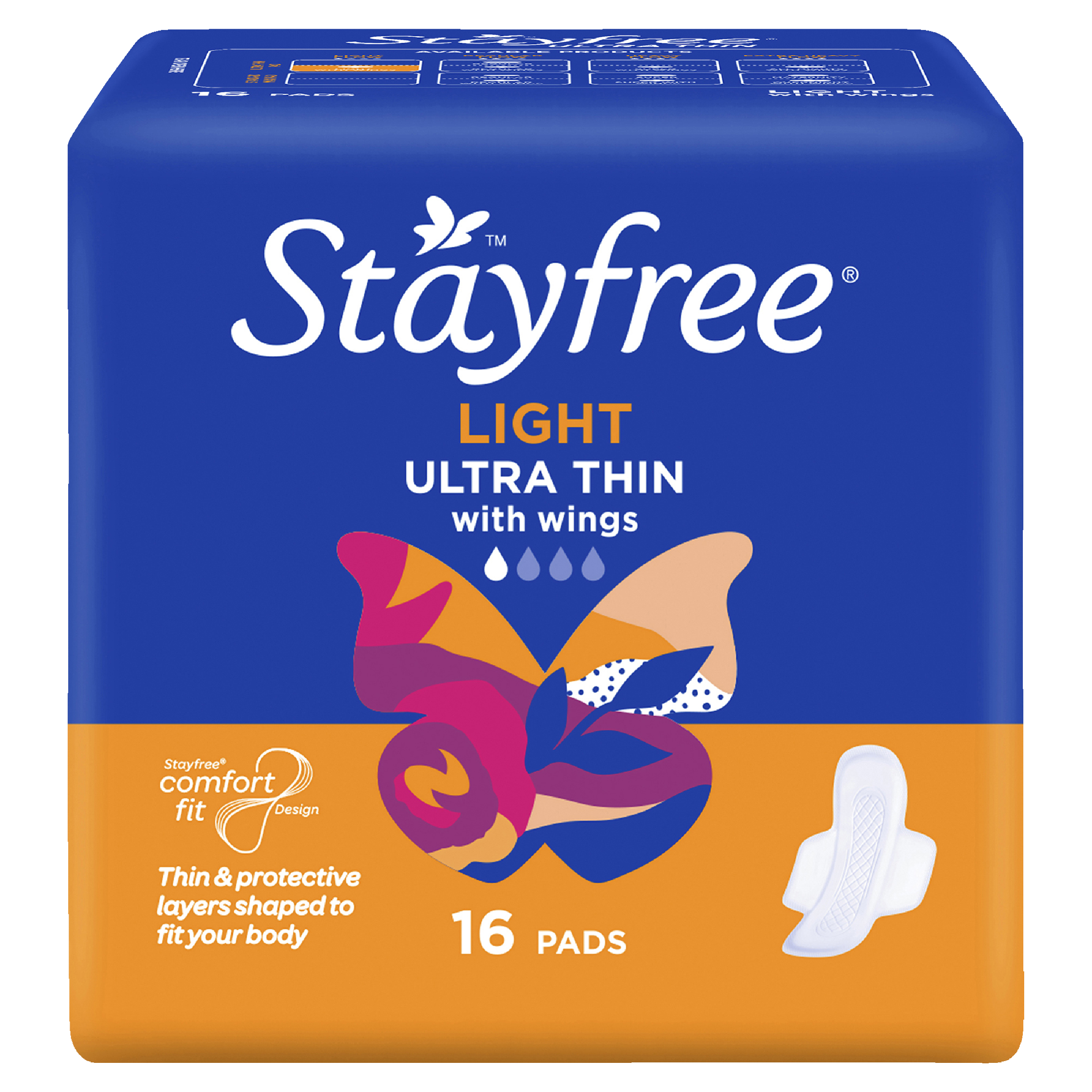 STAYFREE PADS ULTRA THIN LIGHT WINGS 16 PACK - Image 2