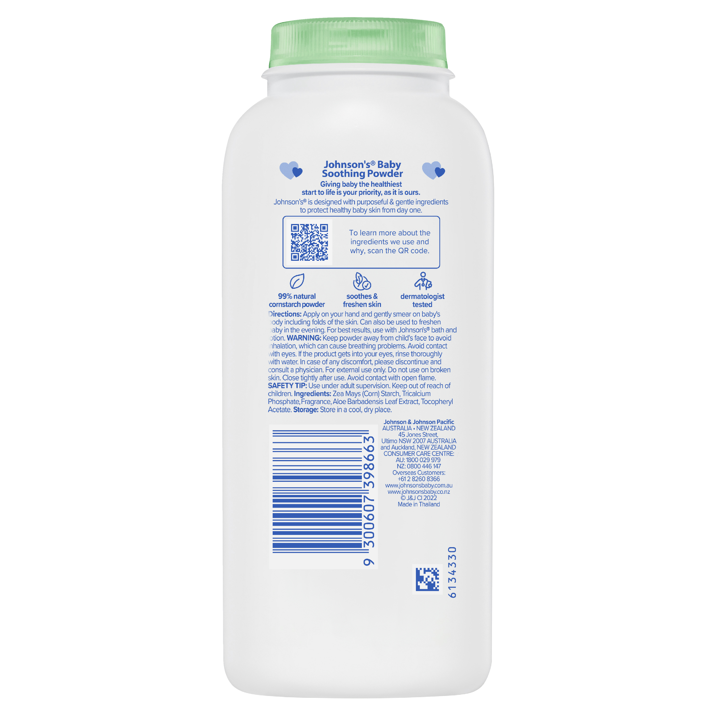 J&J BABY POWDER CORN STARCH ALOE VERA & VITAMIN E 200G - Image 2