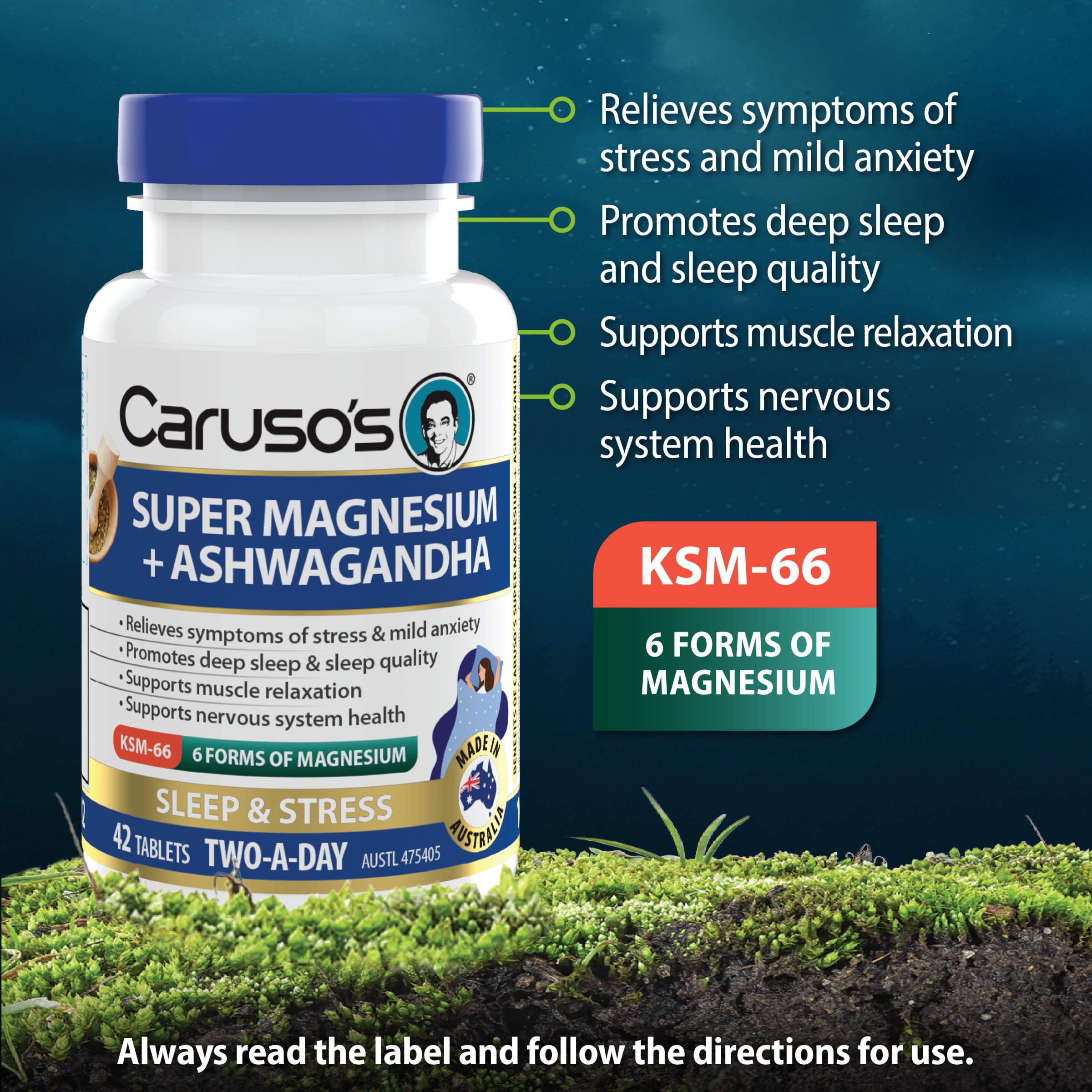 CARUSOS SUPER MAGNESIUM + ASHWAGANDHA 42 TABLETS - Image 3