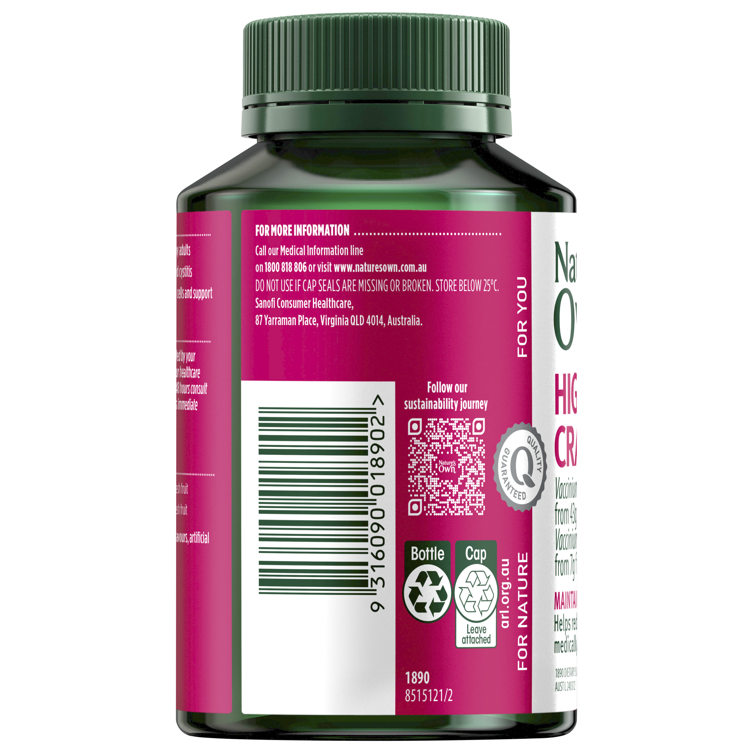 NATURES OWN HIGH STRENGTH CRANBERRY 50000MG 90 CAPSULES - Image 4