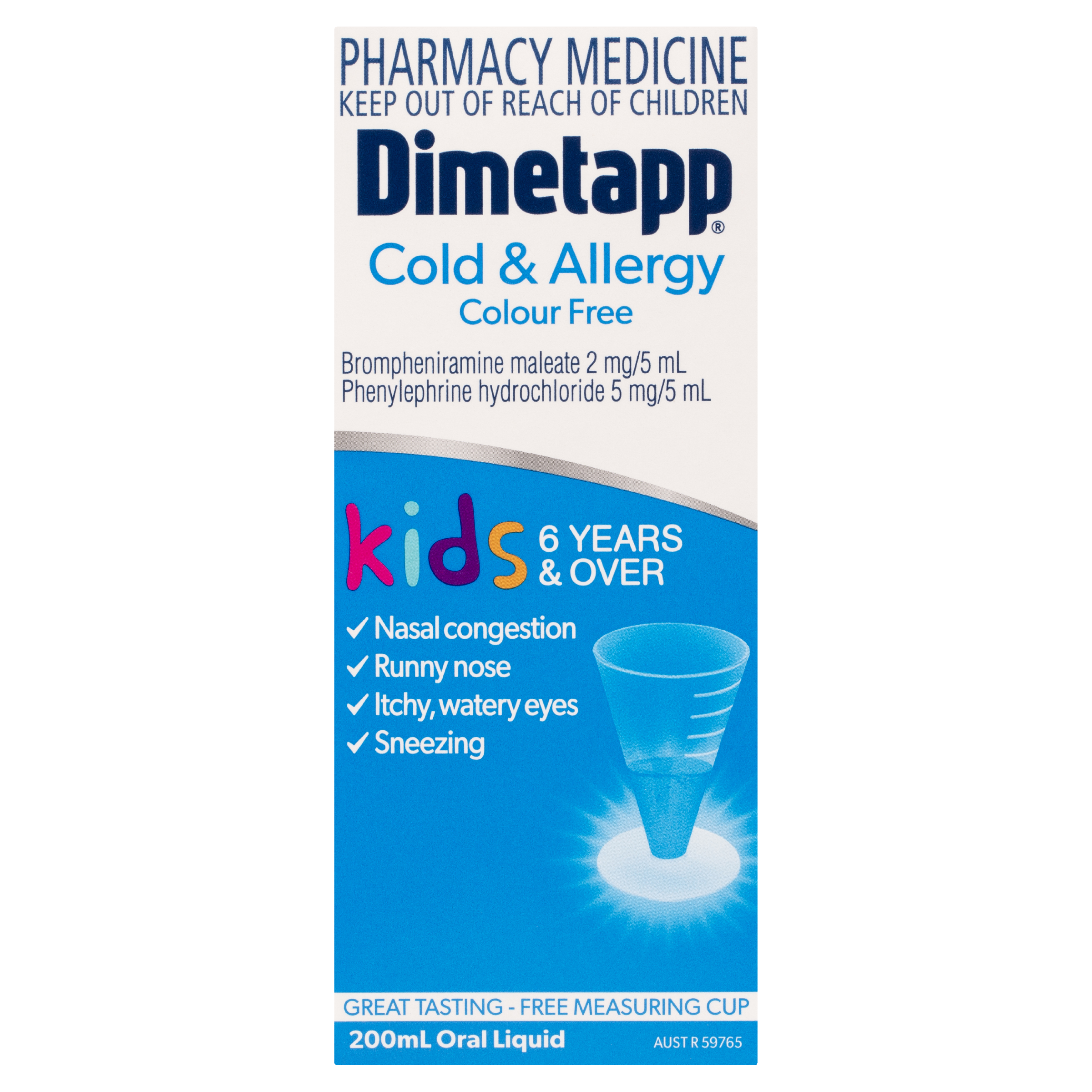DIMETAPP KIDS COLD & ALLERGY COLOUR FREE 6+ YEARS 200ML - Image 2