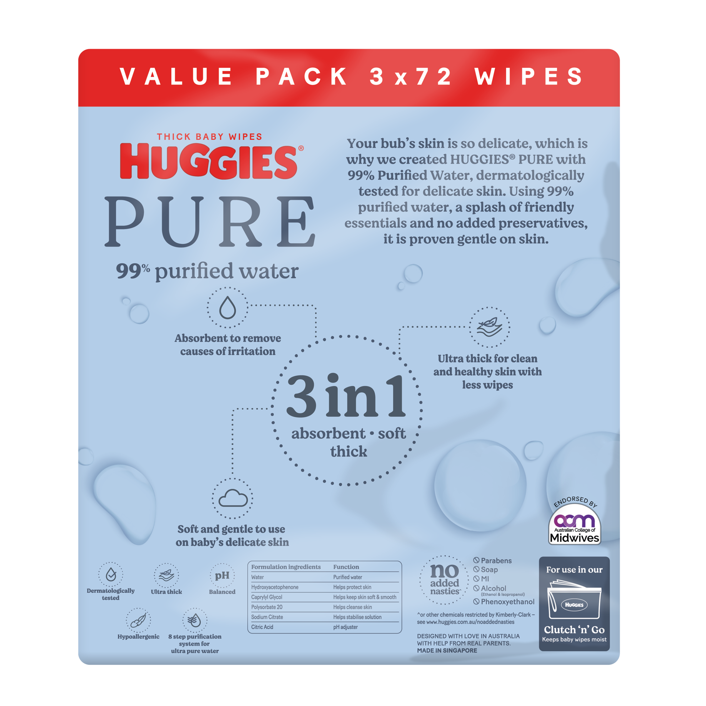 HUGGIES 99% PURIFIED WATER BABY WIPES VALUE 216 PACK - Image 4