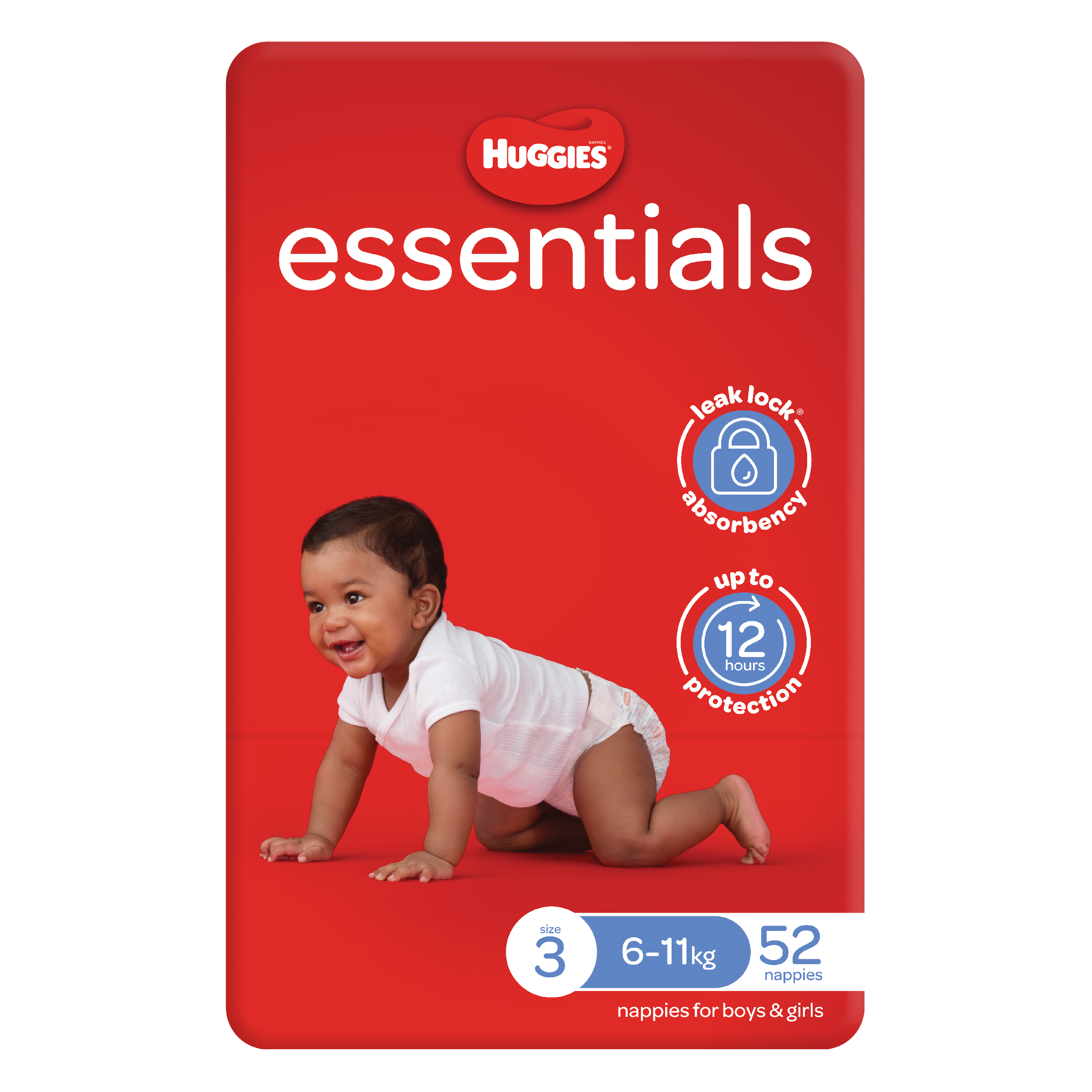 HUGGIES ESSENTIALS NAPPIES CRAWLER 52 PACK - Image 4